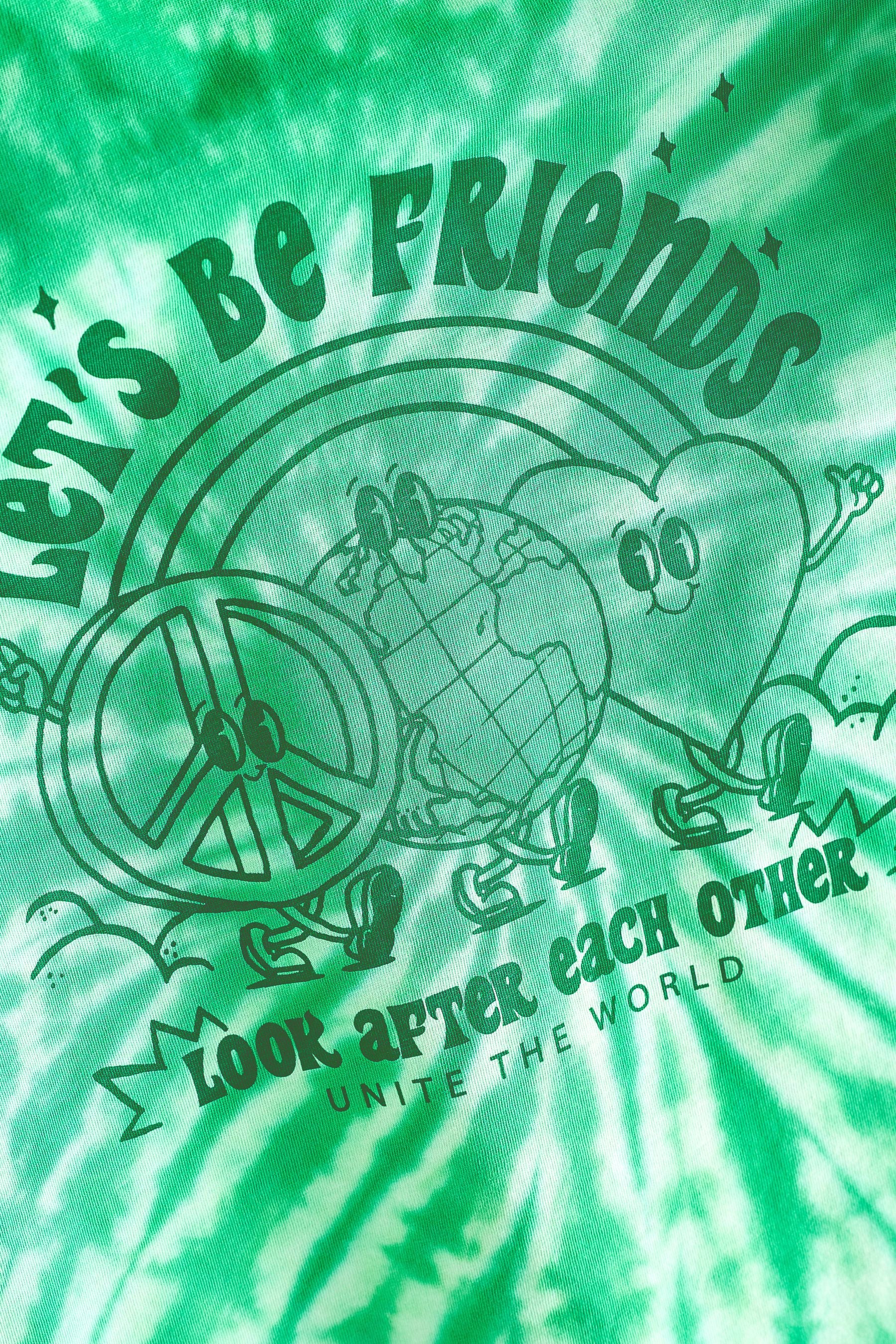 Green Tie Dye Slogan T-Shirt (3-16yrs)