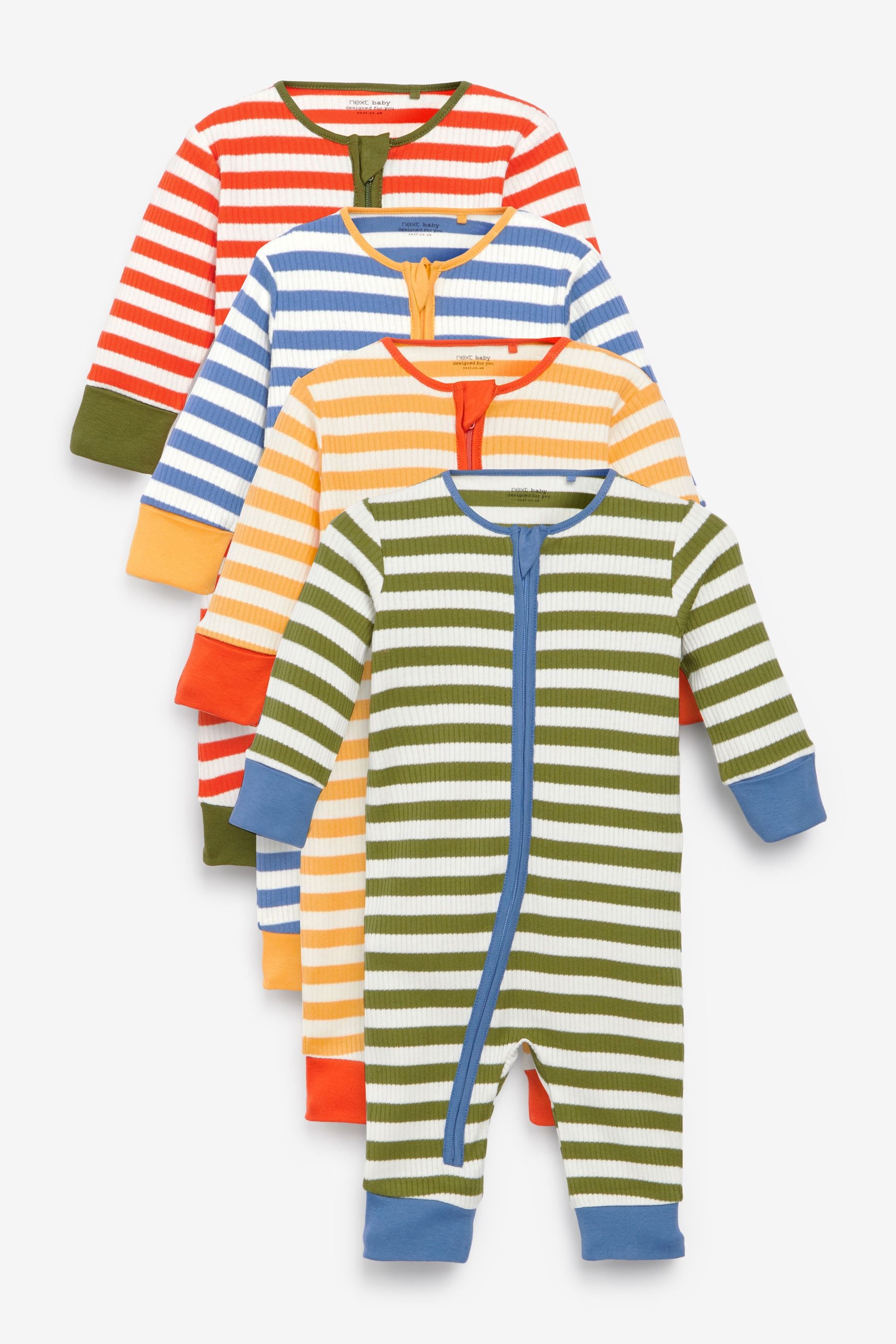 Bright Stripe Footless 4 Pack Sleepsuits (0mths-3yrs)