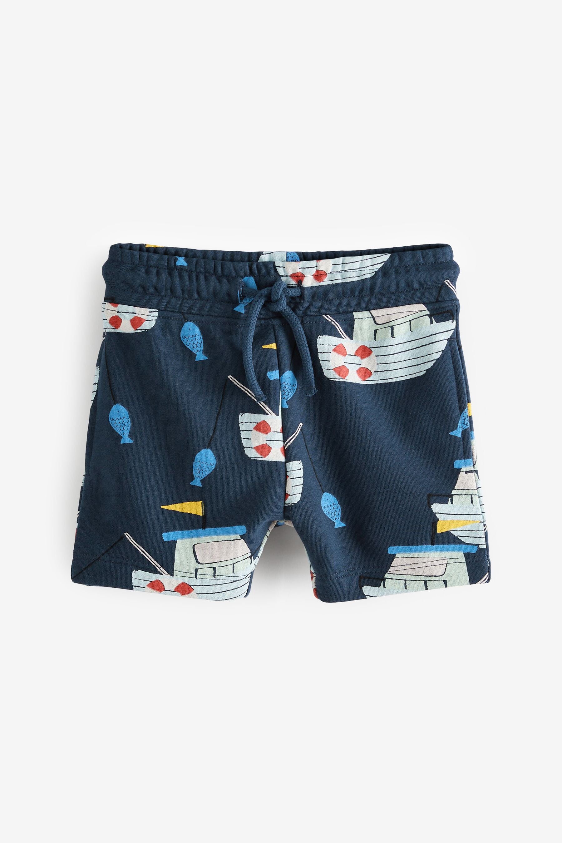 Aqua Blue Seaside 3 Pack All Over Printed Jersey Shorts (3mths-7yrs)