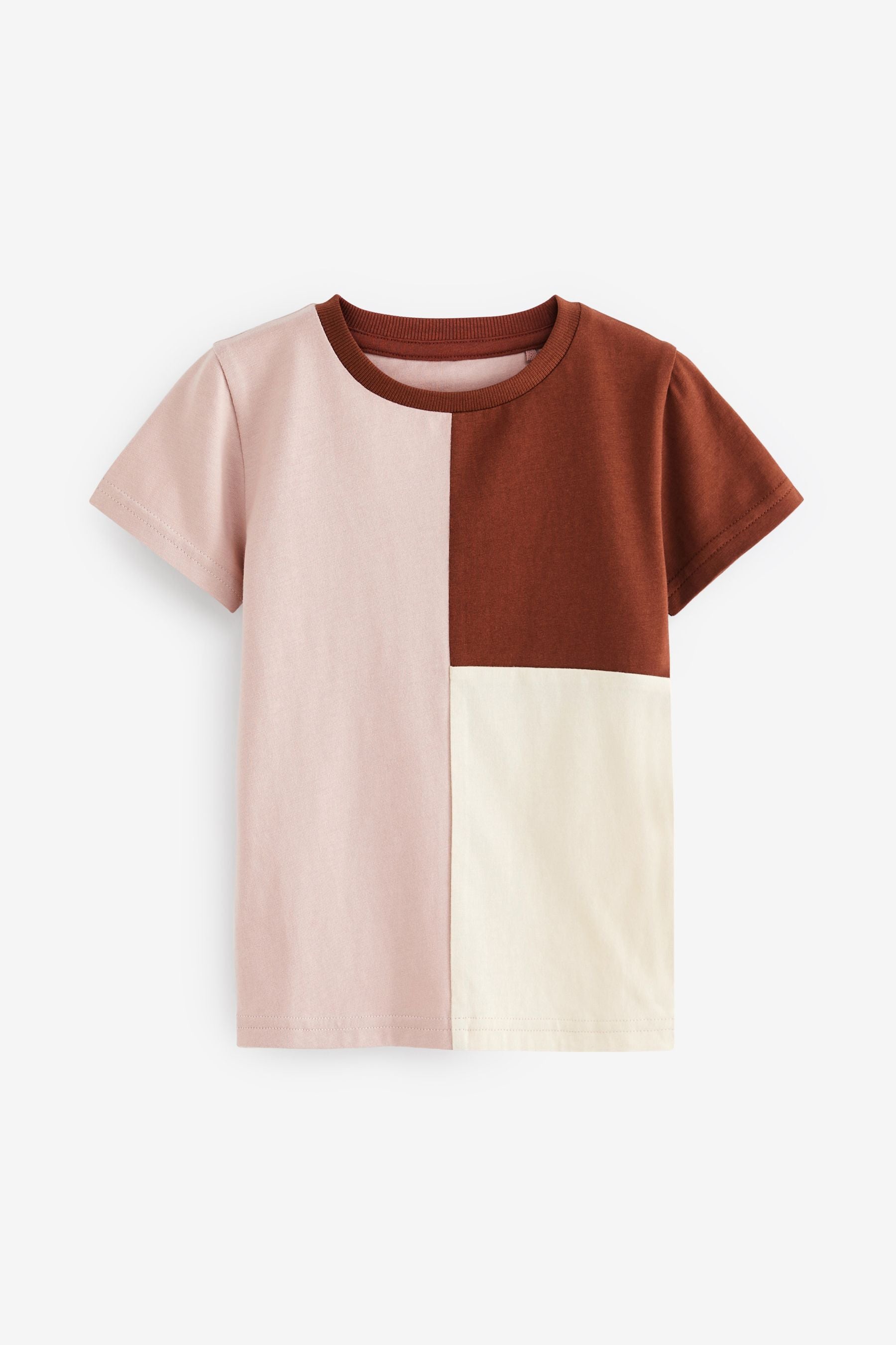 Blush Pink/Ecru White Colourblock Short Sleeve T-Shirt (3mths-7yrs)