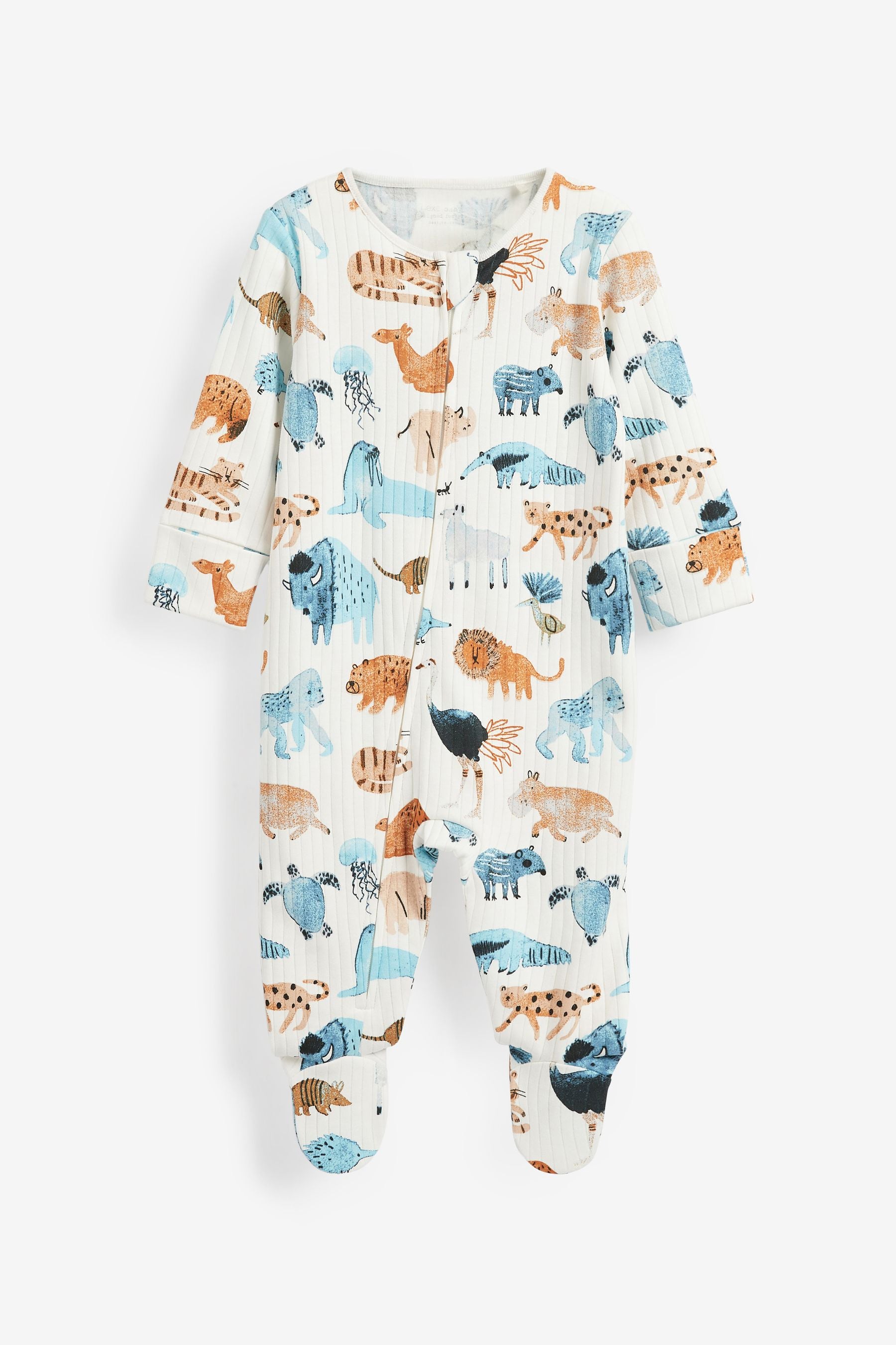 Watercolour Animal Print Baby Sleepsuits 3 Pack (0-2yrs)