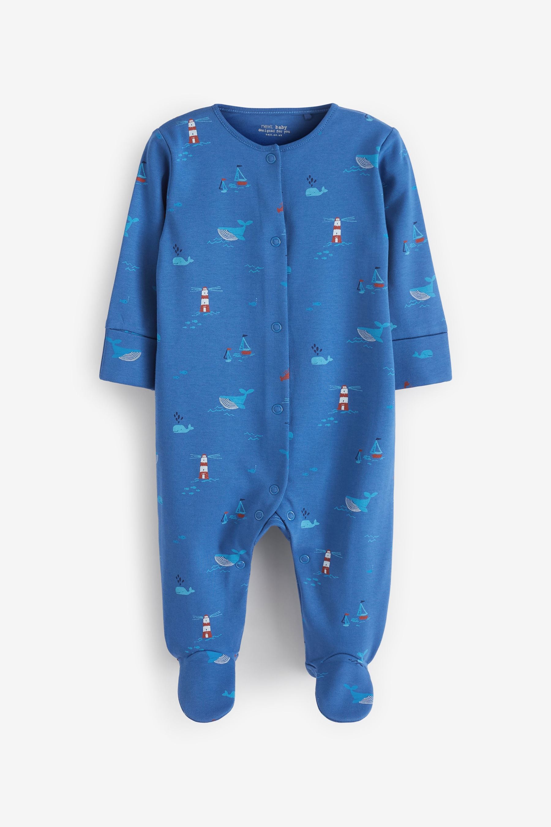 Blue Nautical Print 4 Pack Sleepsuits (0mths-2yrs)