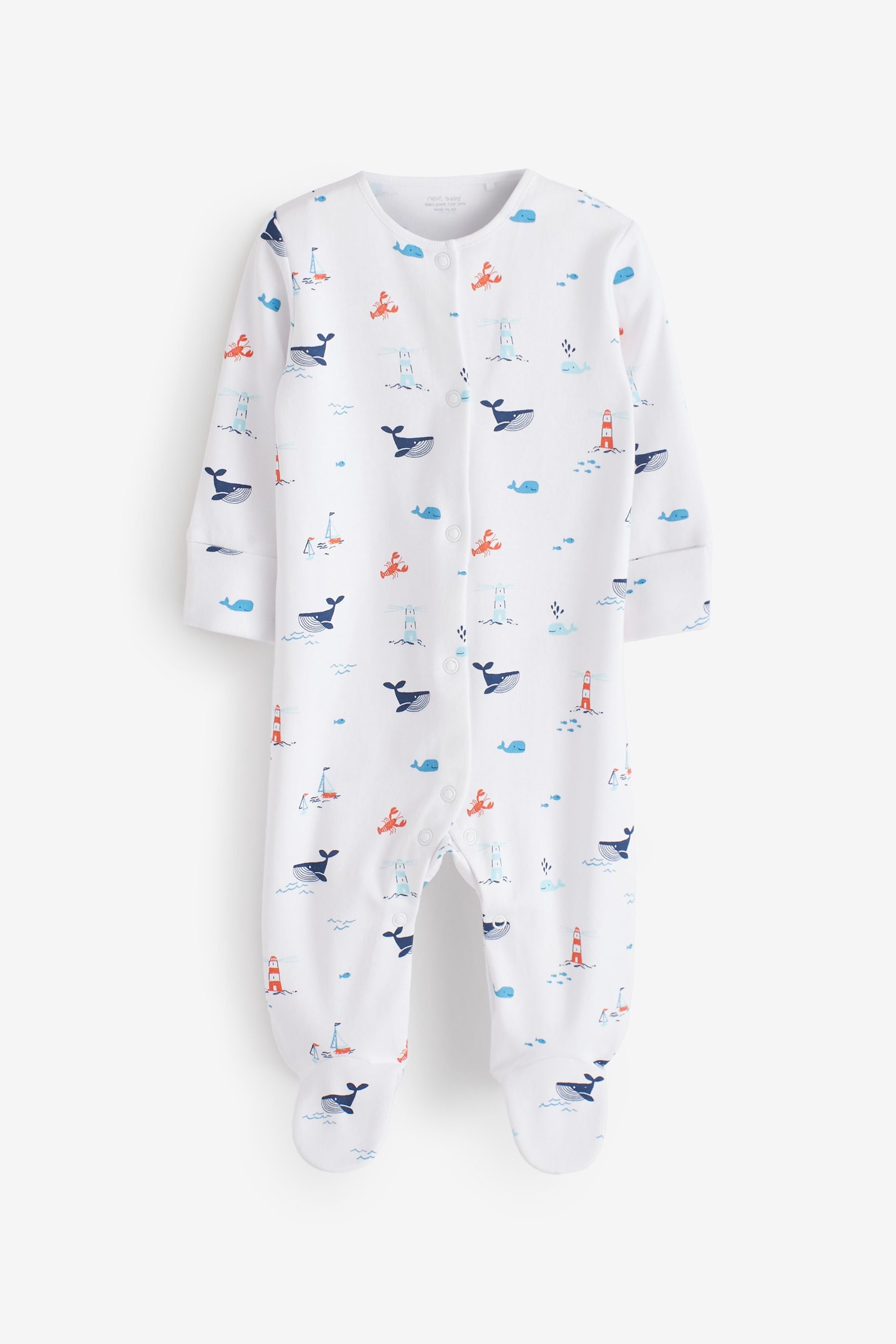 Blue Nautical Print 4 Pack Sleepsuits (0mths-2yrs)