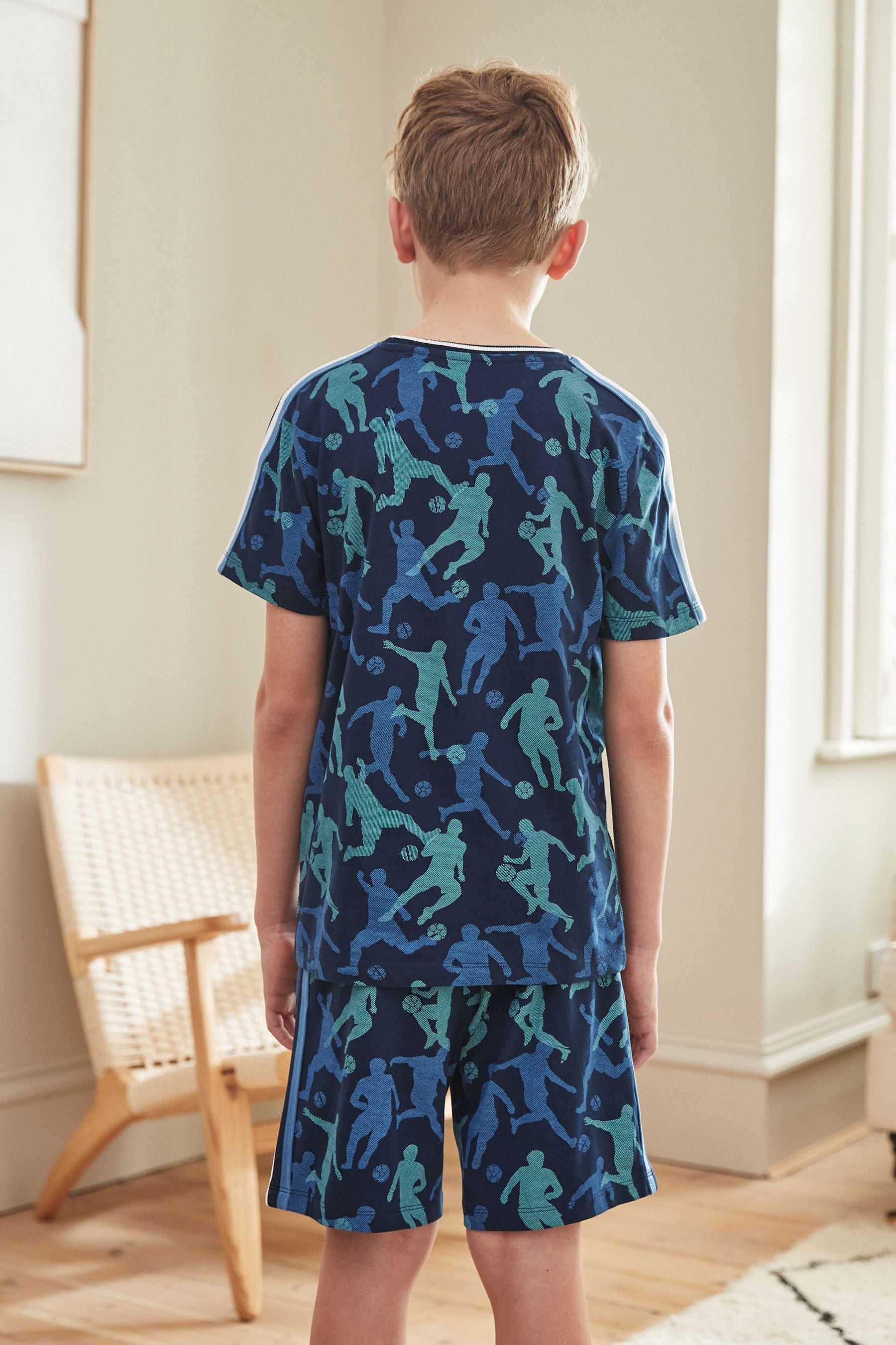 Blue Football Short Pyjamas (3-16yrs)