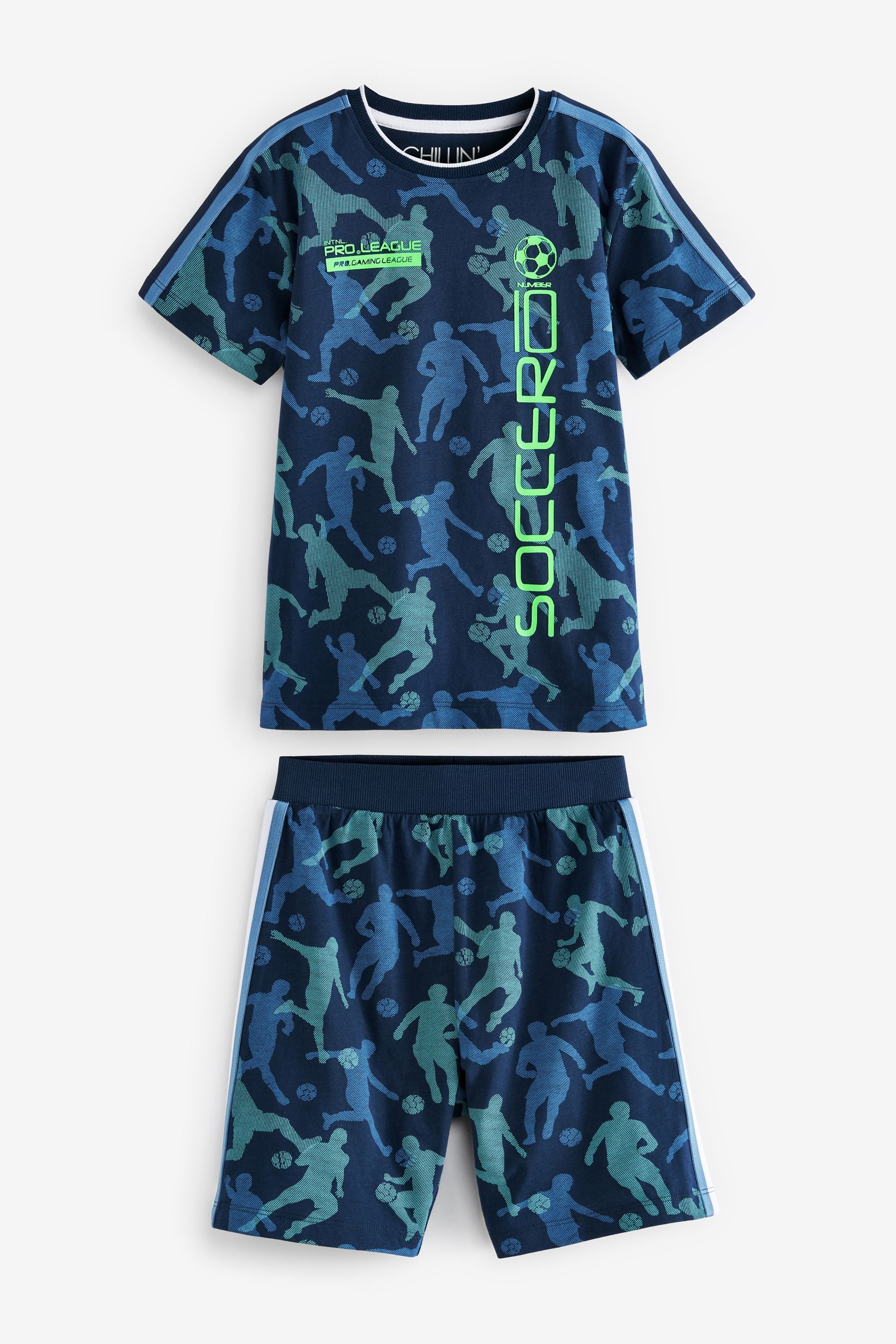 Blue Football Short Pyjamas (3-16yrs)