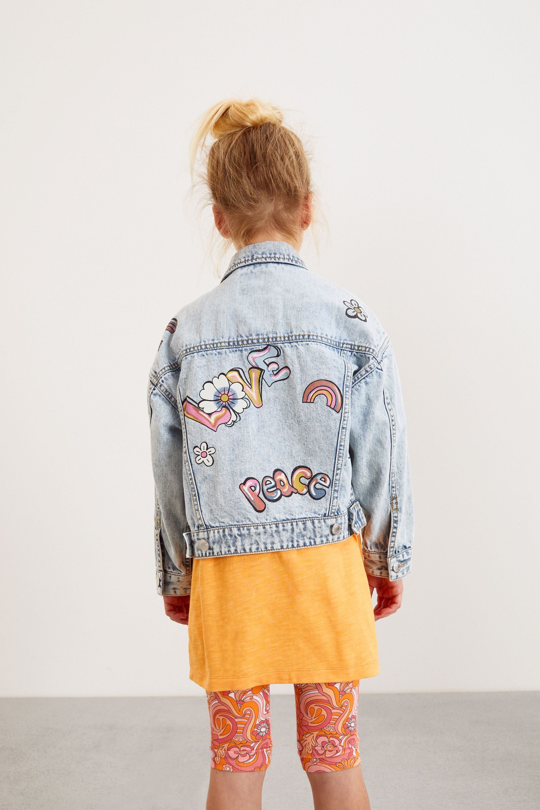 Mid Blue Graffiti Print Denim Jacket (3-16yrs)