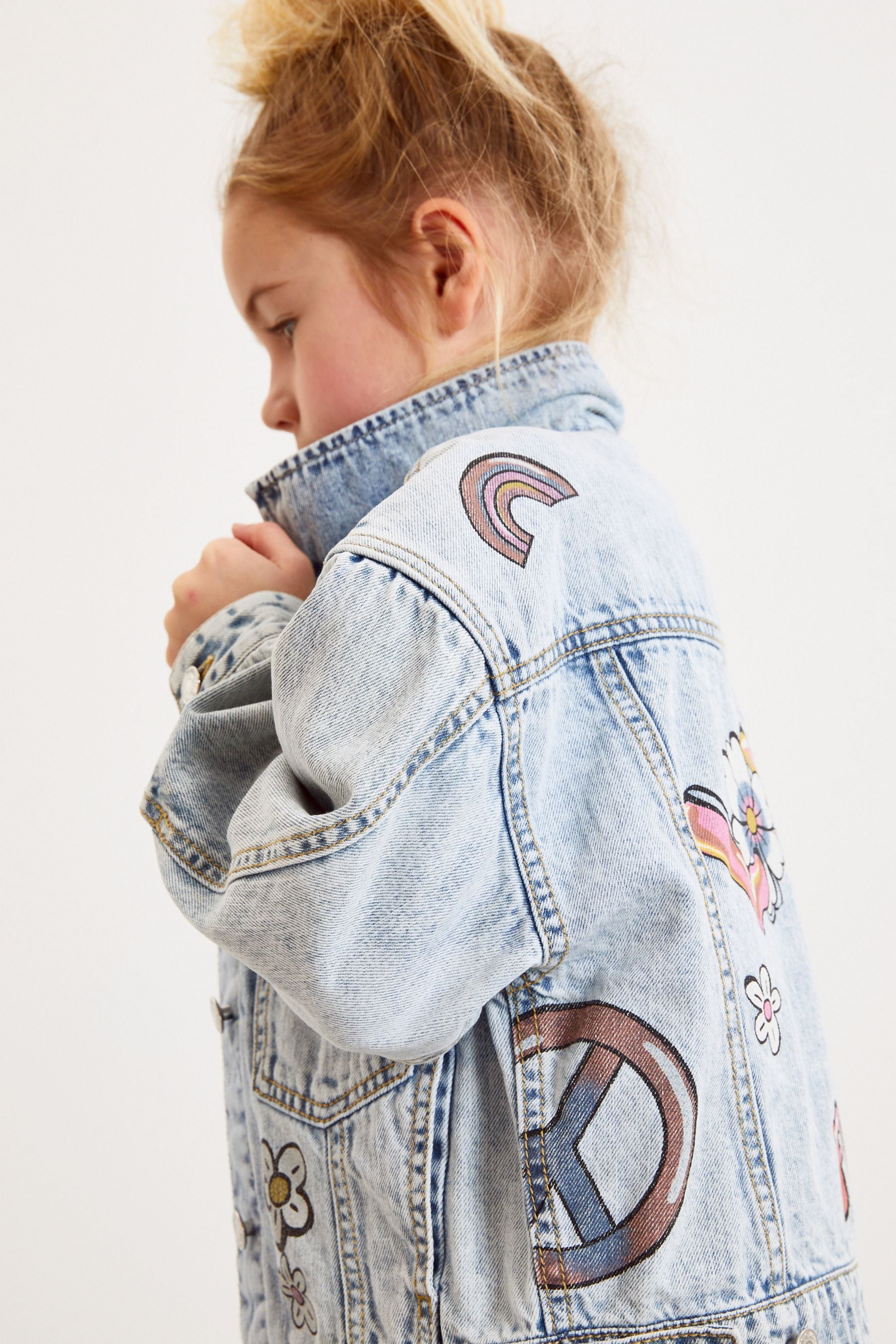 Mid Blue Graffiti Print Denim Jacket (3-16yrs)