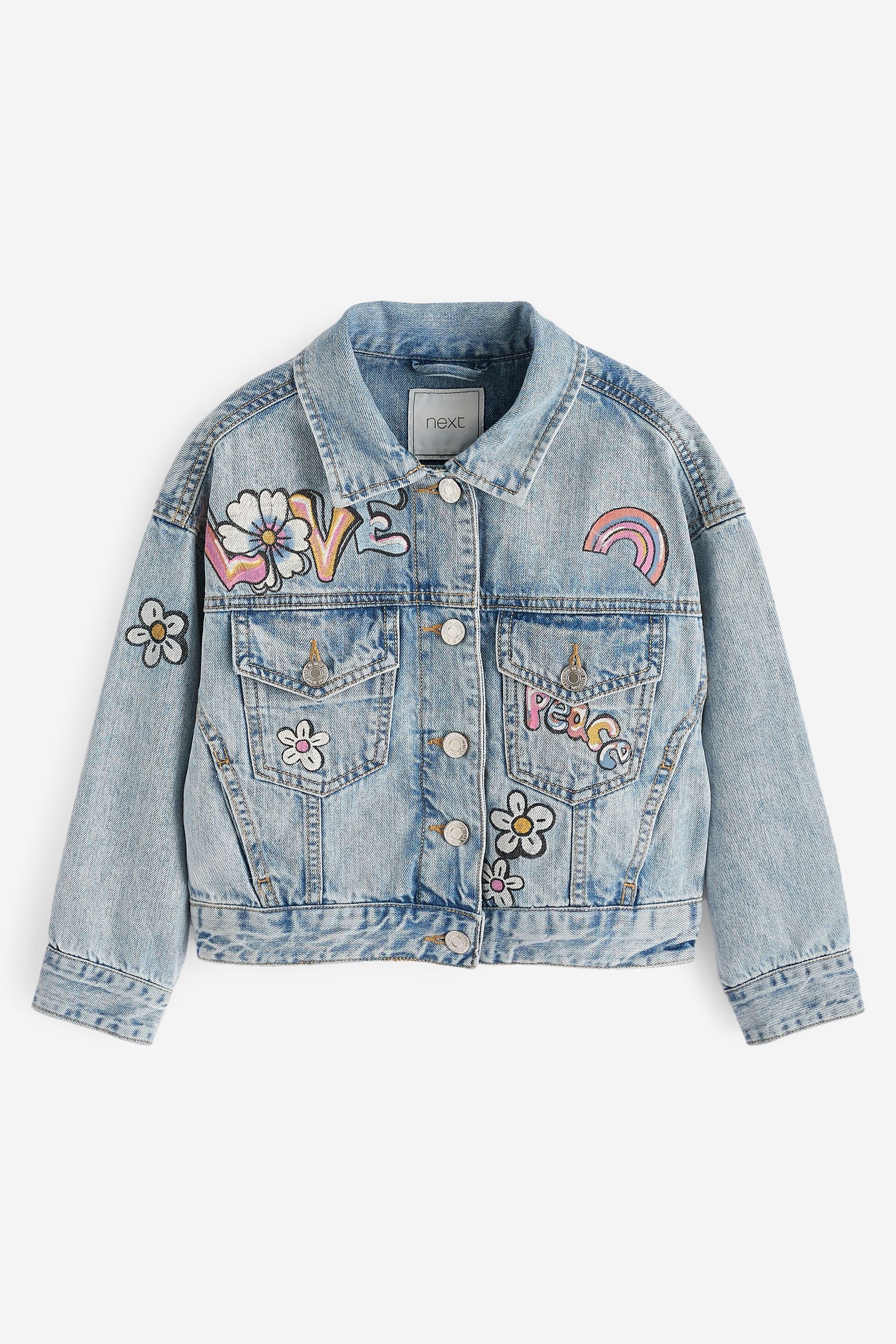 Mid Blue Graffiti Print Denim Jacket (3-16yrs)