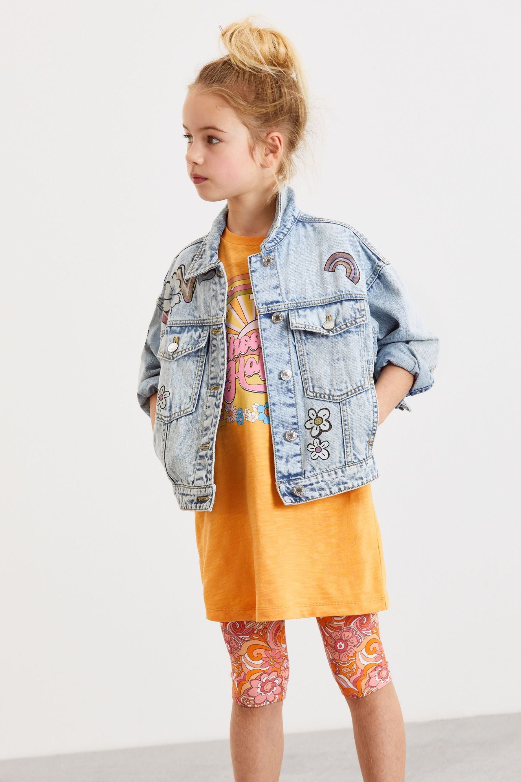 Mid Blue Graffiti Print Denim Jacket (3-16yrs)