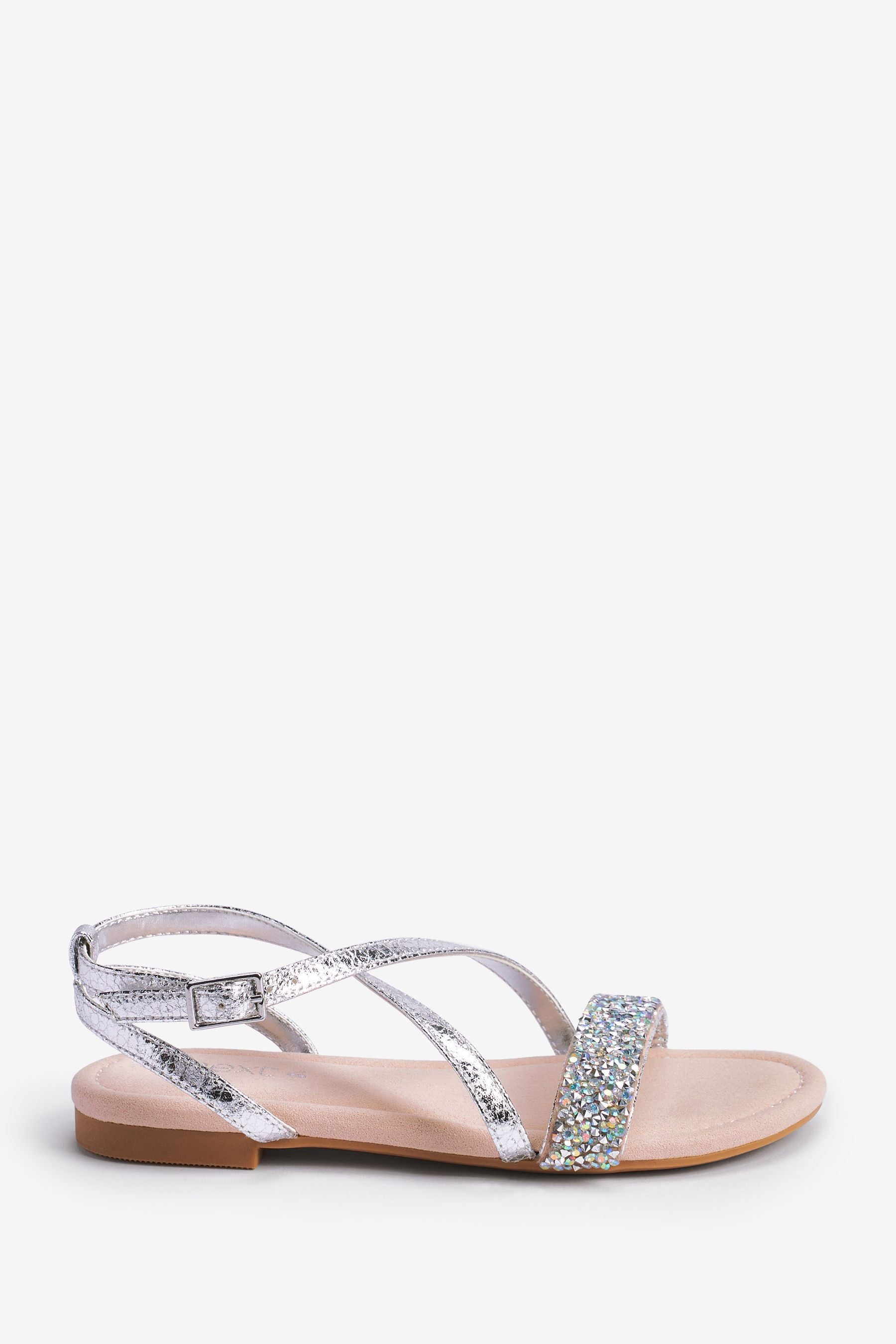 Silver Crystal Occasion Sandals