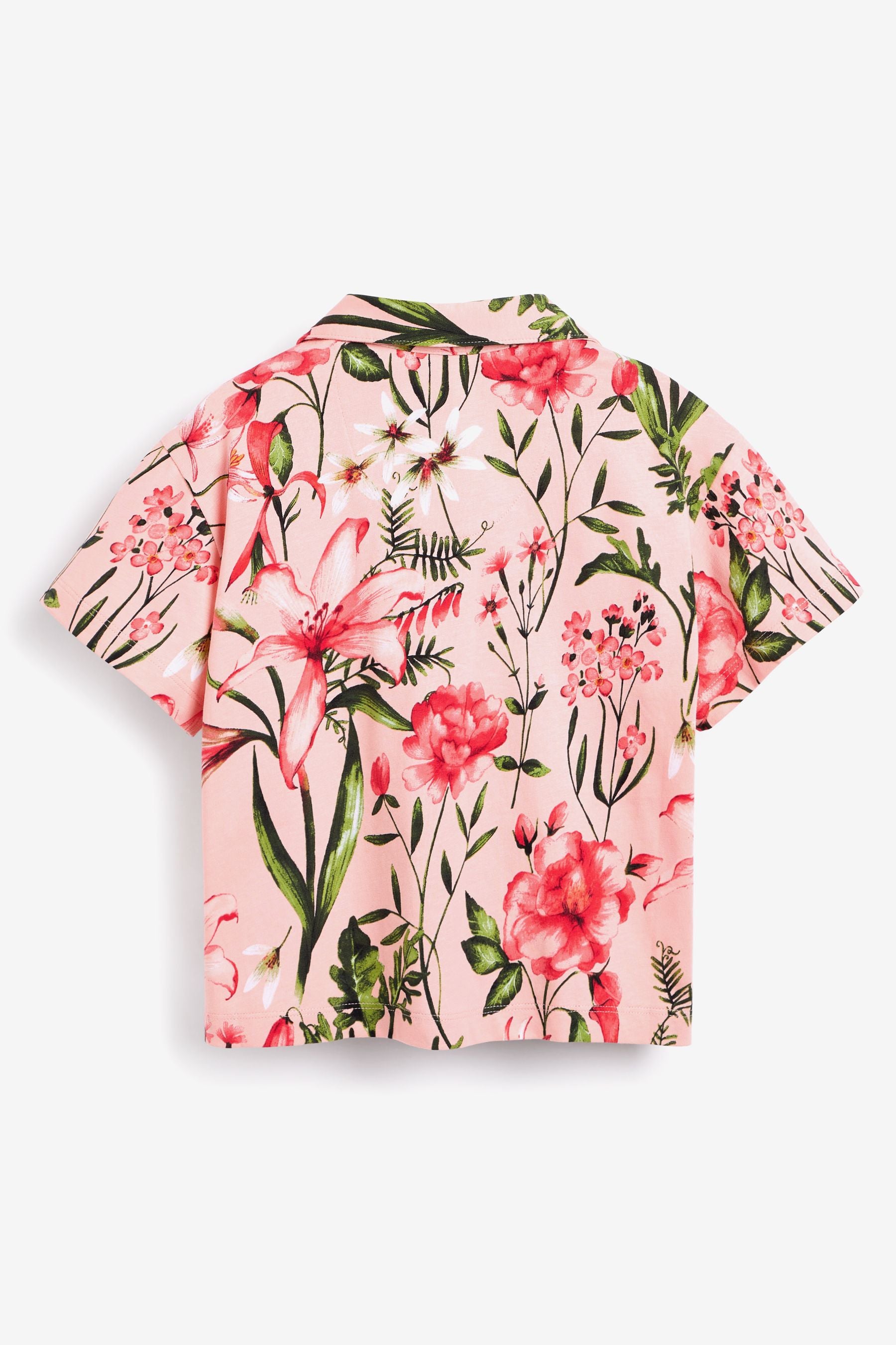 Pink Floral Jersey Button Through Short Pyjamas (3-16yrs)