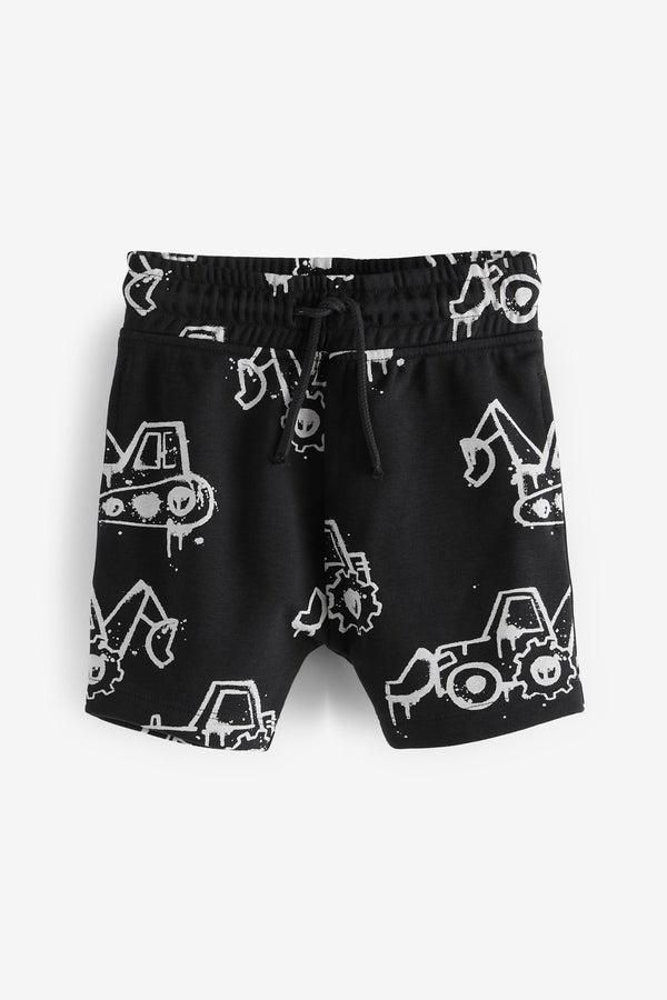 Monochrome Digger All Over Printed Jersey Shorts (3mths-7yrs)