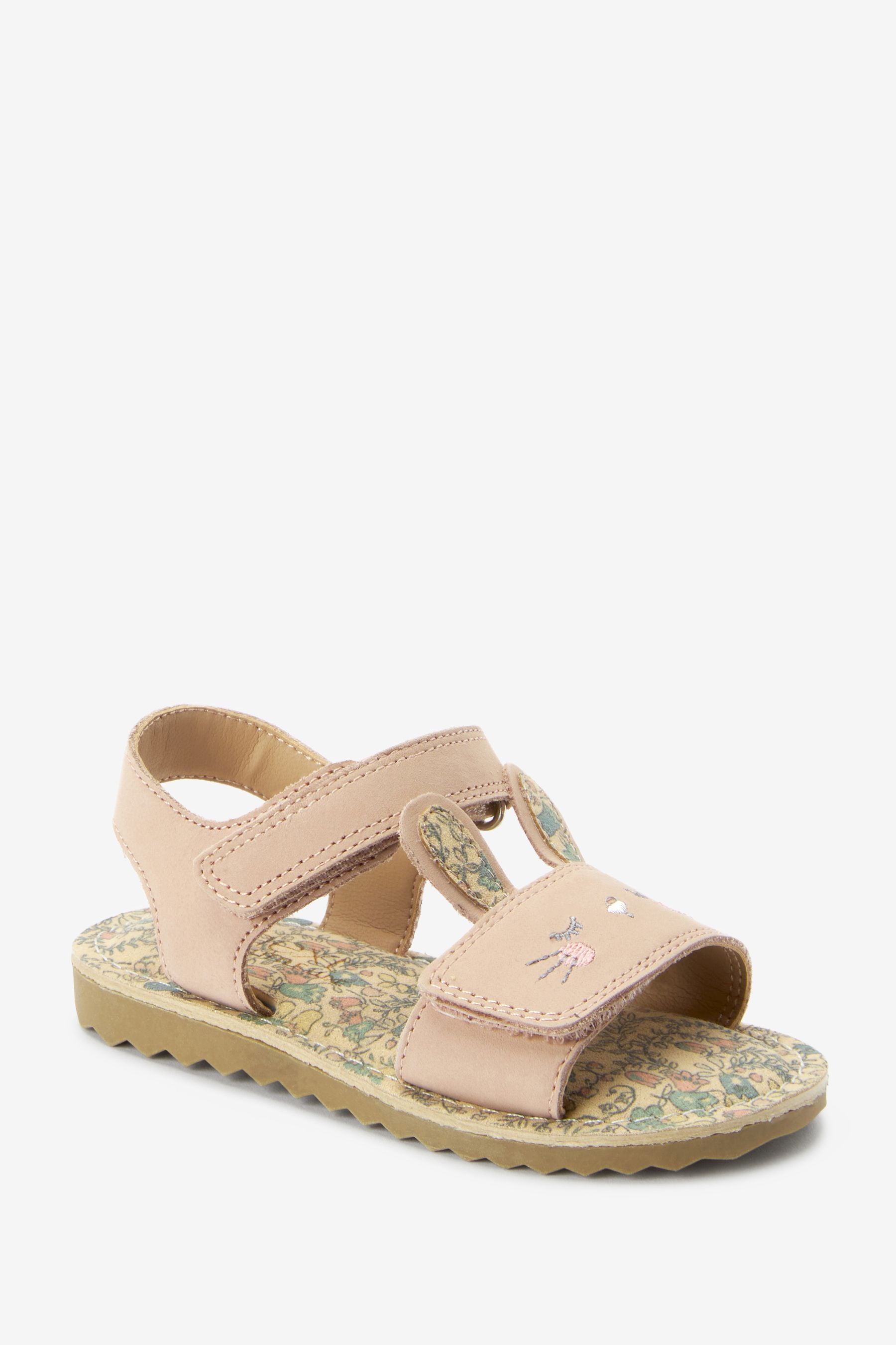 Pink Leather Bunny Little Luxe Sandals