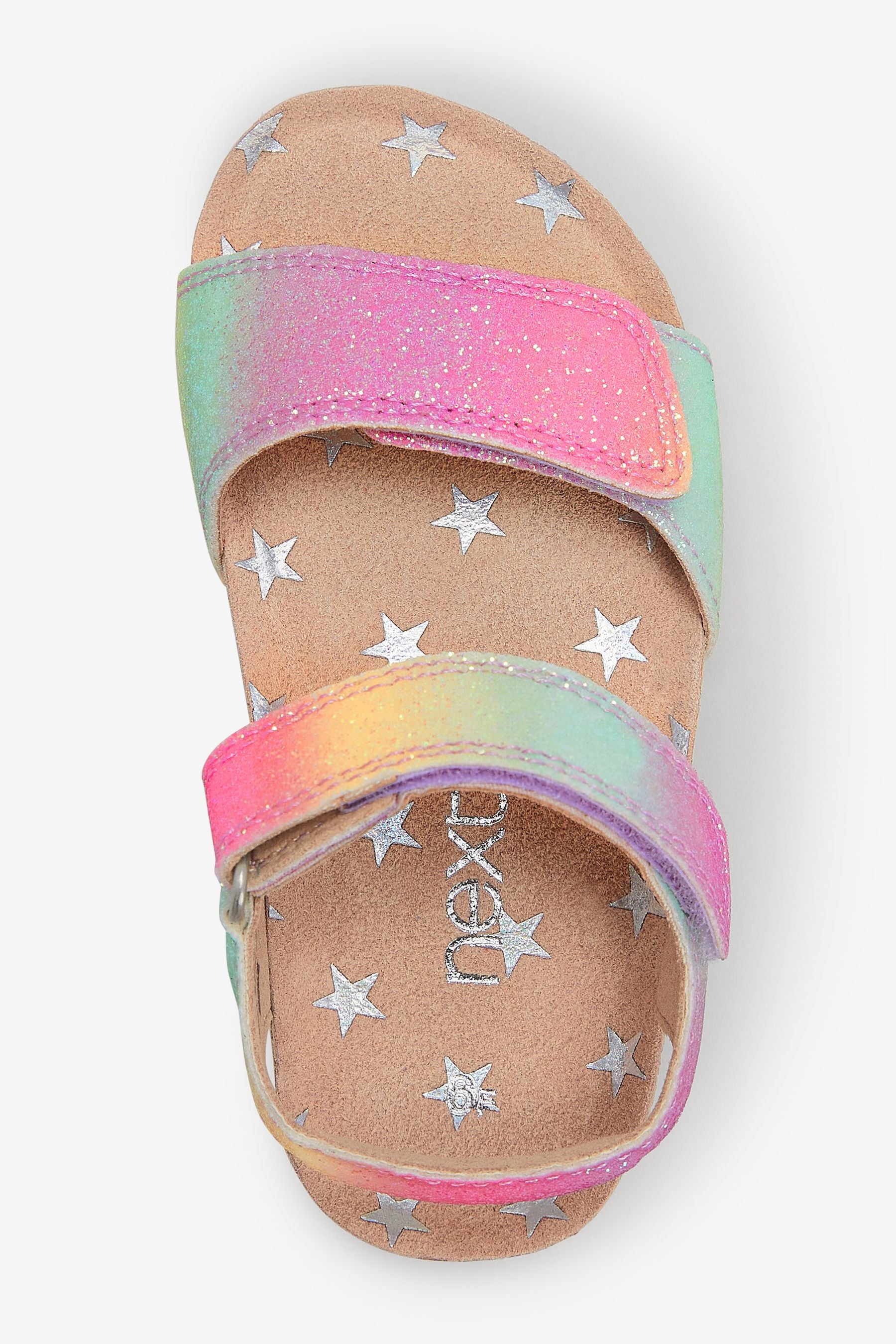 Rainbow Glitter Adjustable Strap Corkbed Sandals