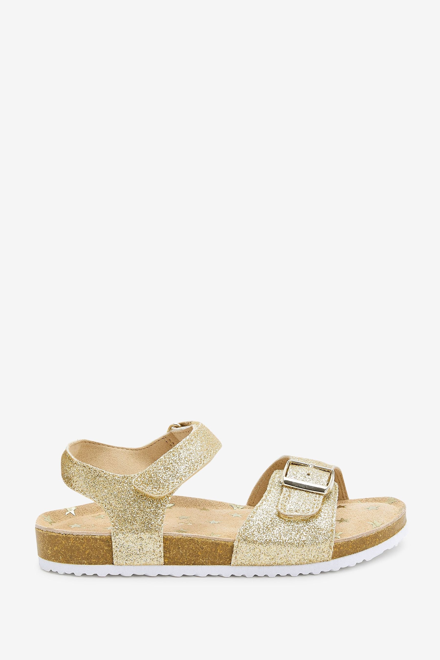 Gold Glitter Corkbed Sandals