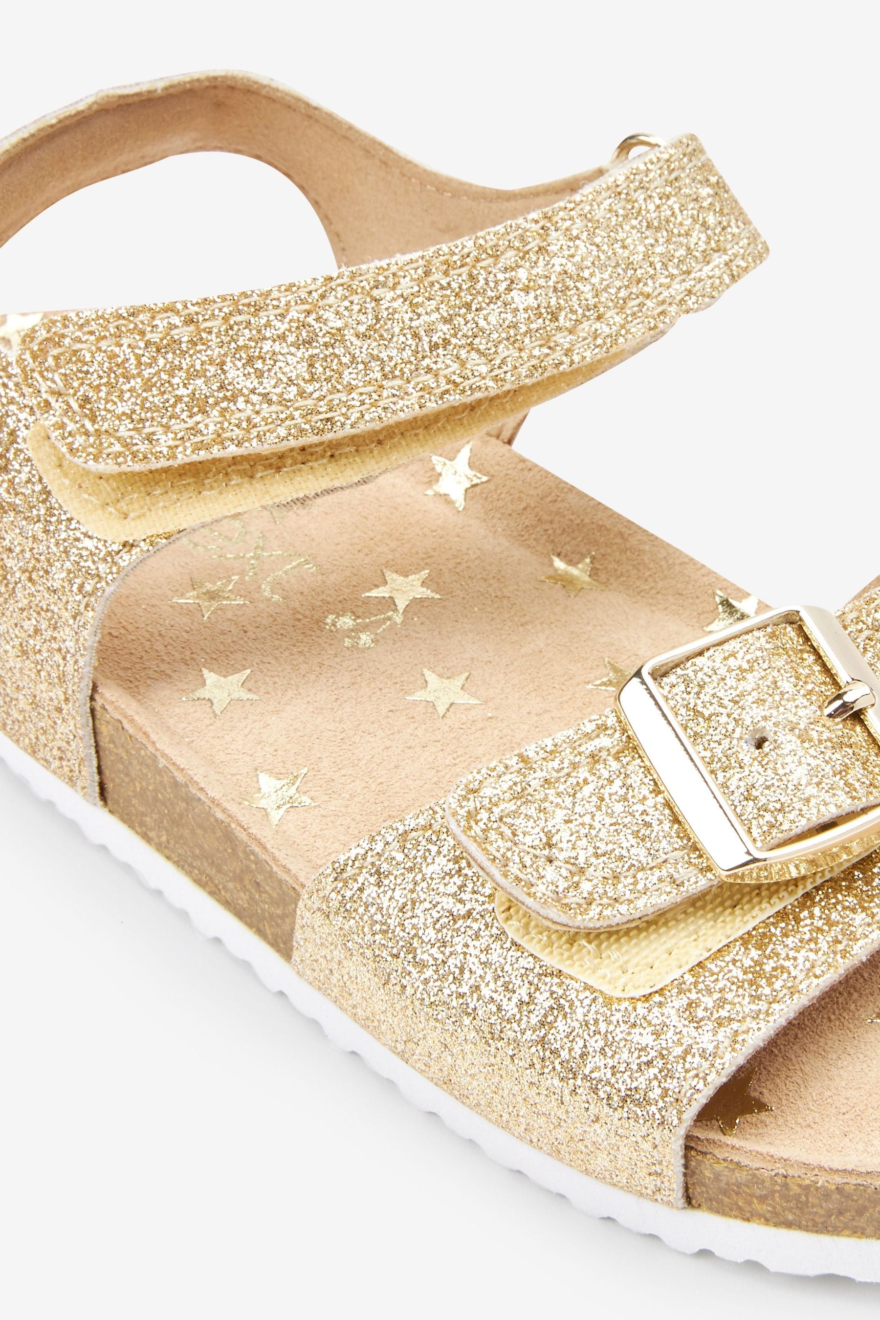 Gold Glitter Corkbed Sandals