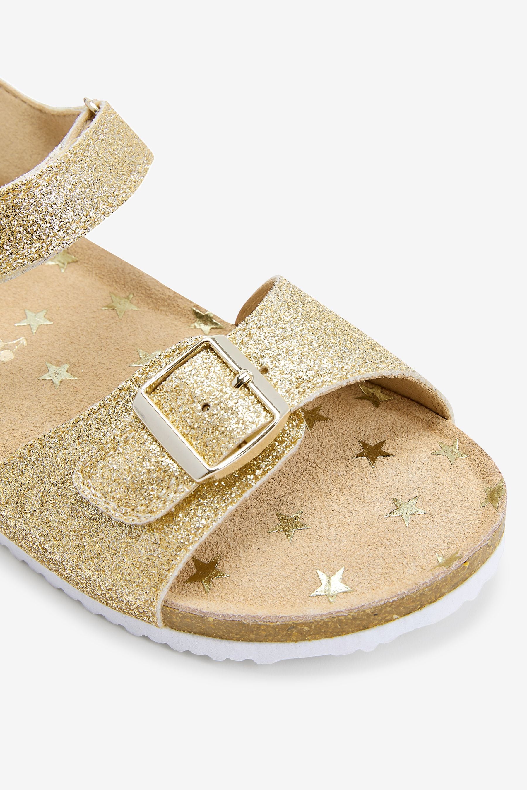 Gold Glitter Corkbed Sandals