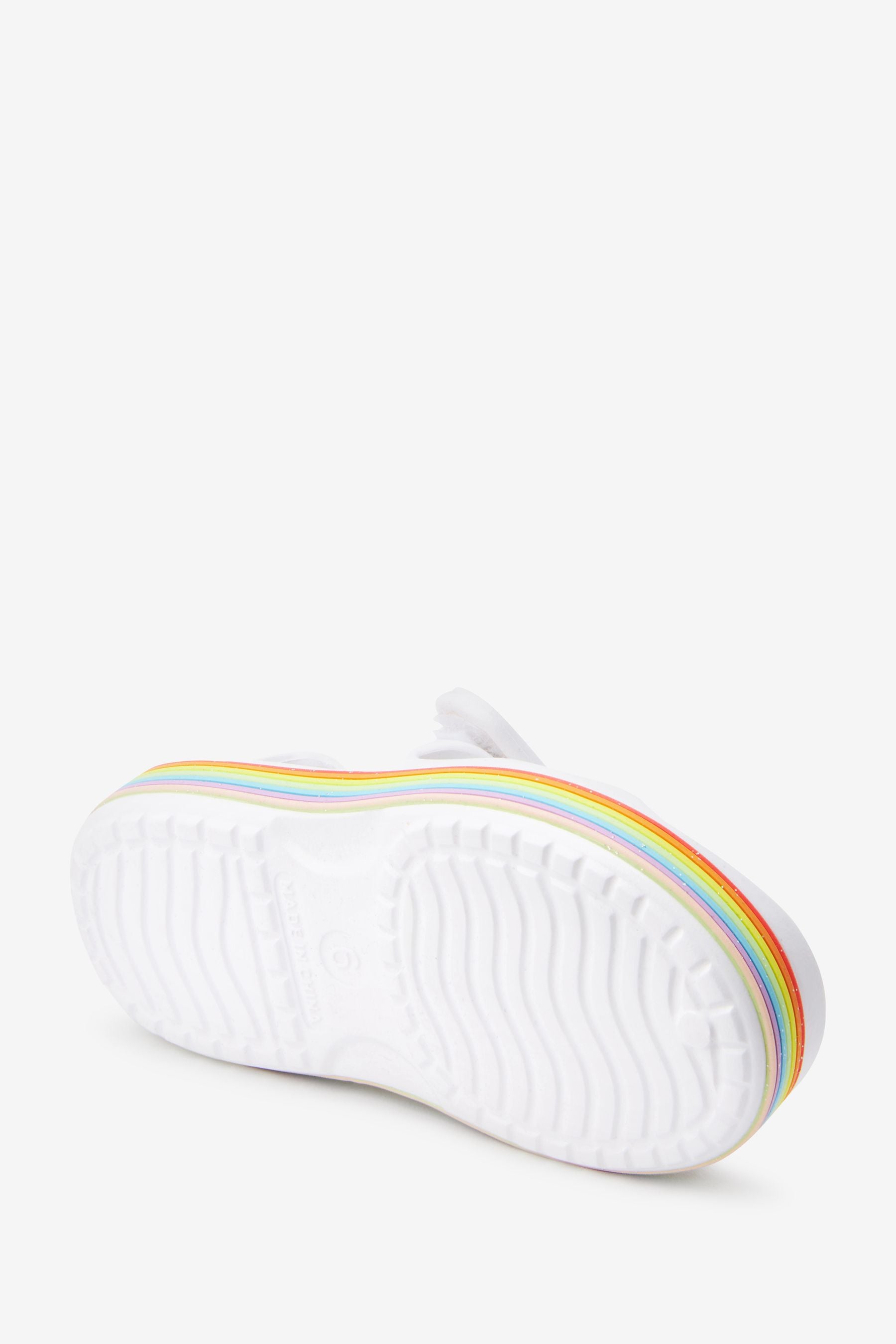 White Glitter Rainbow Beach Sandals