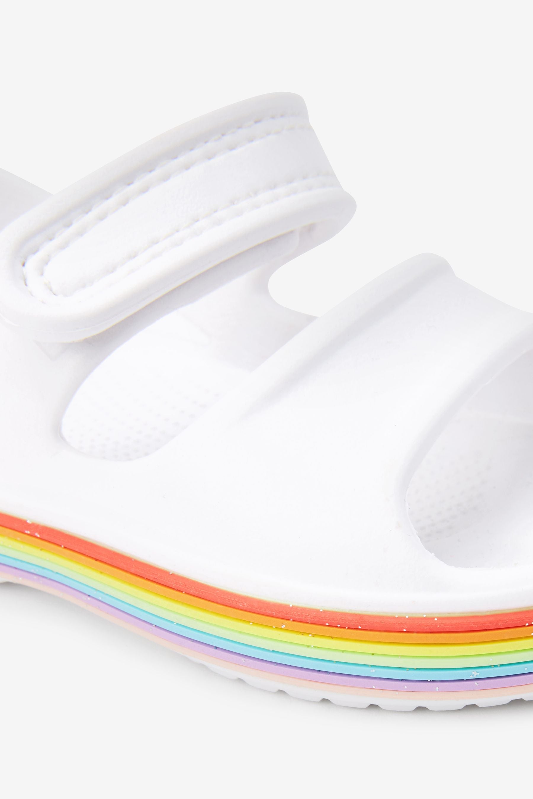 White Glitter Rainbow Beach Sandals