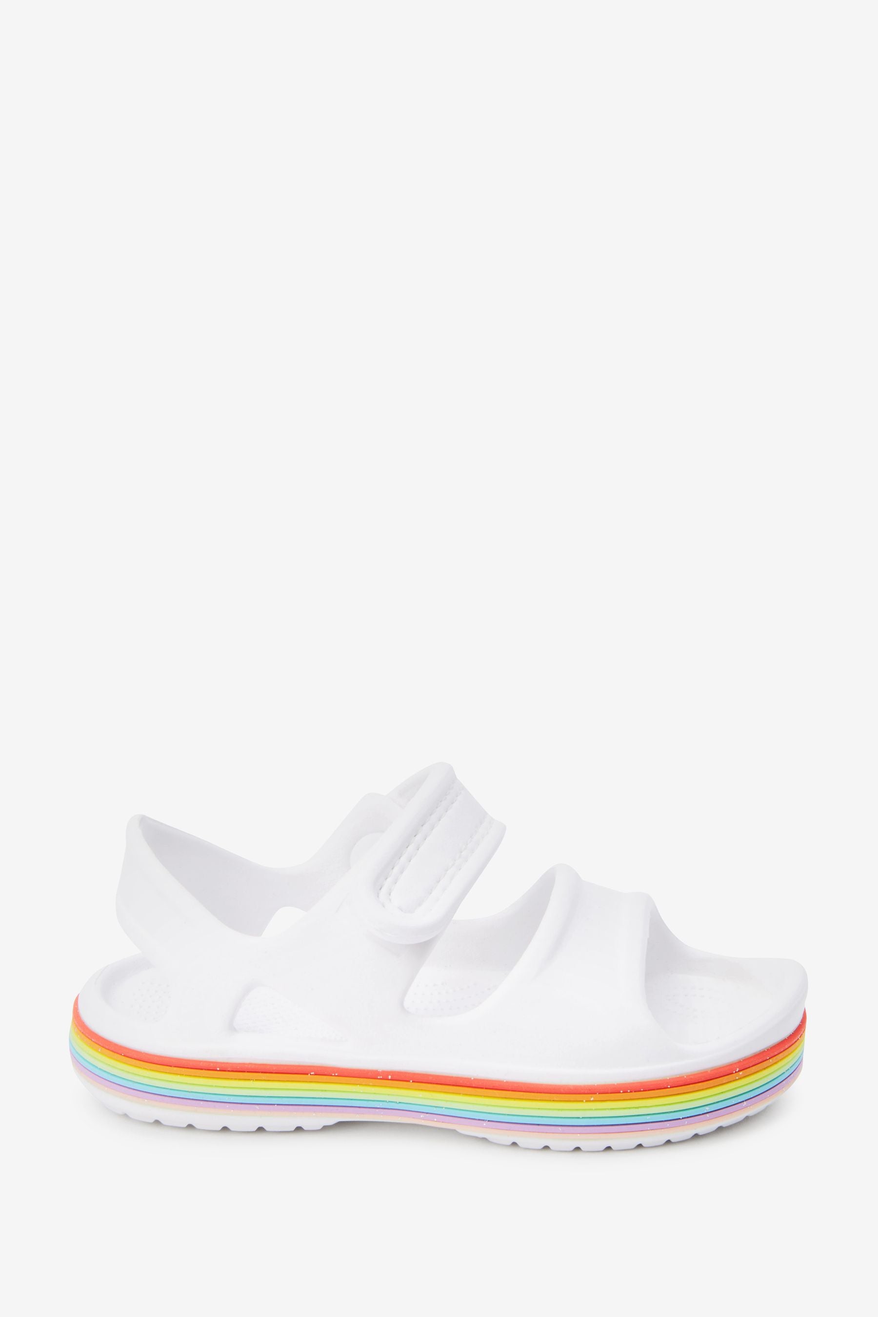 White Glitter Rainbow Beach Sandals