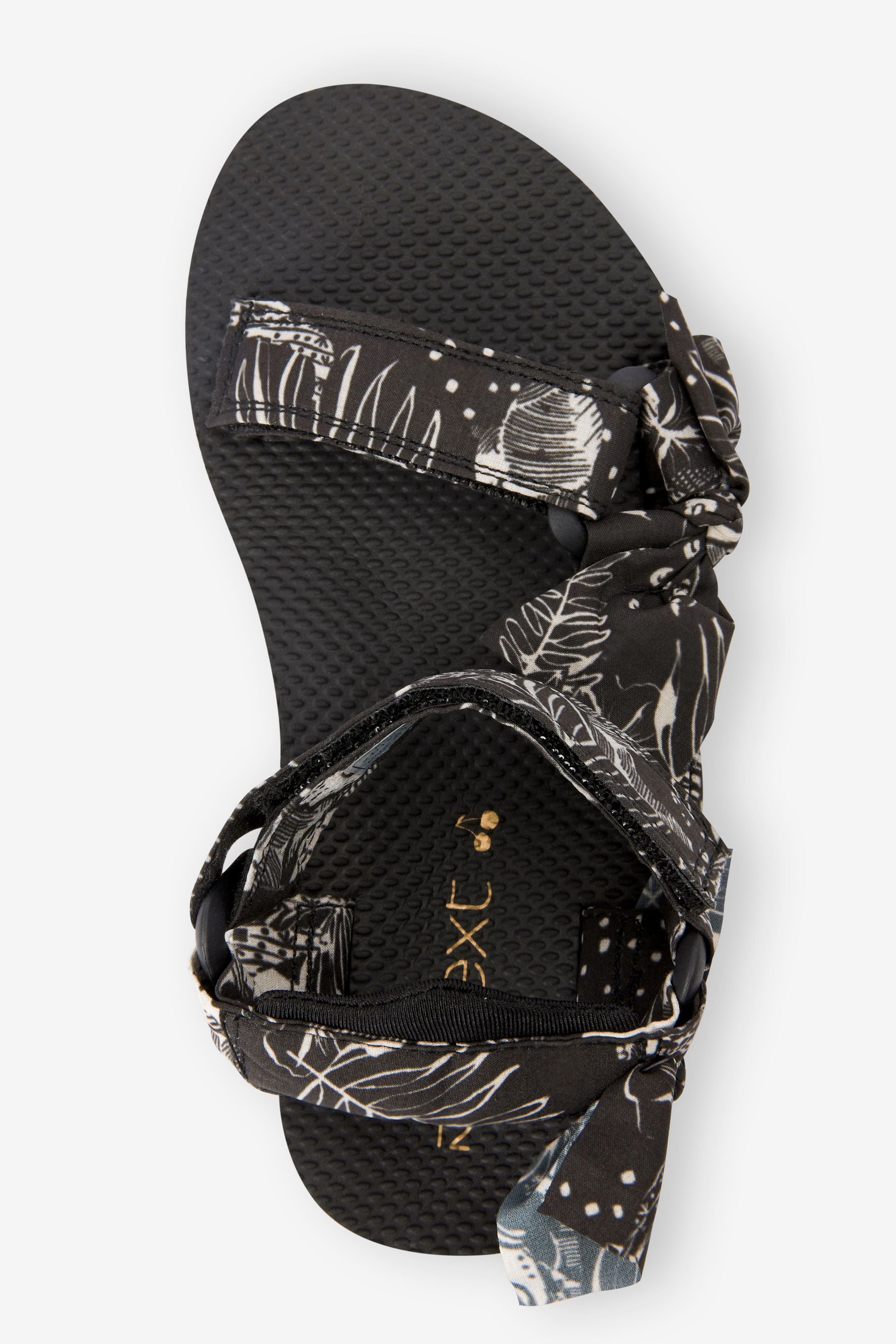 Black Printed Tie Trekker Sandals