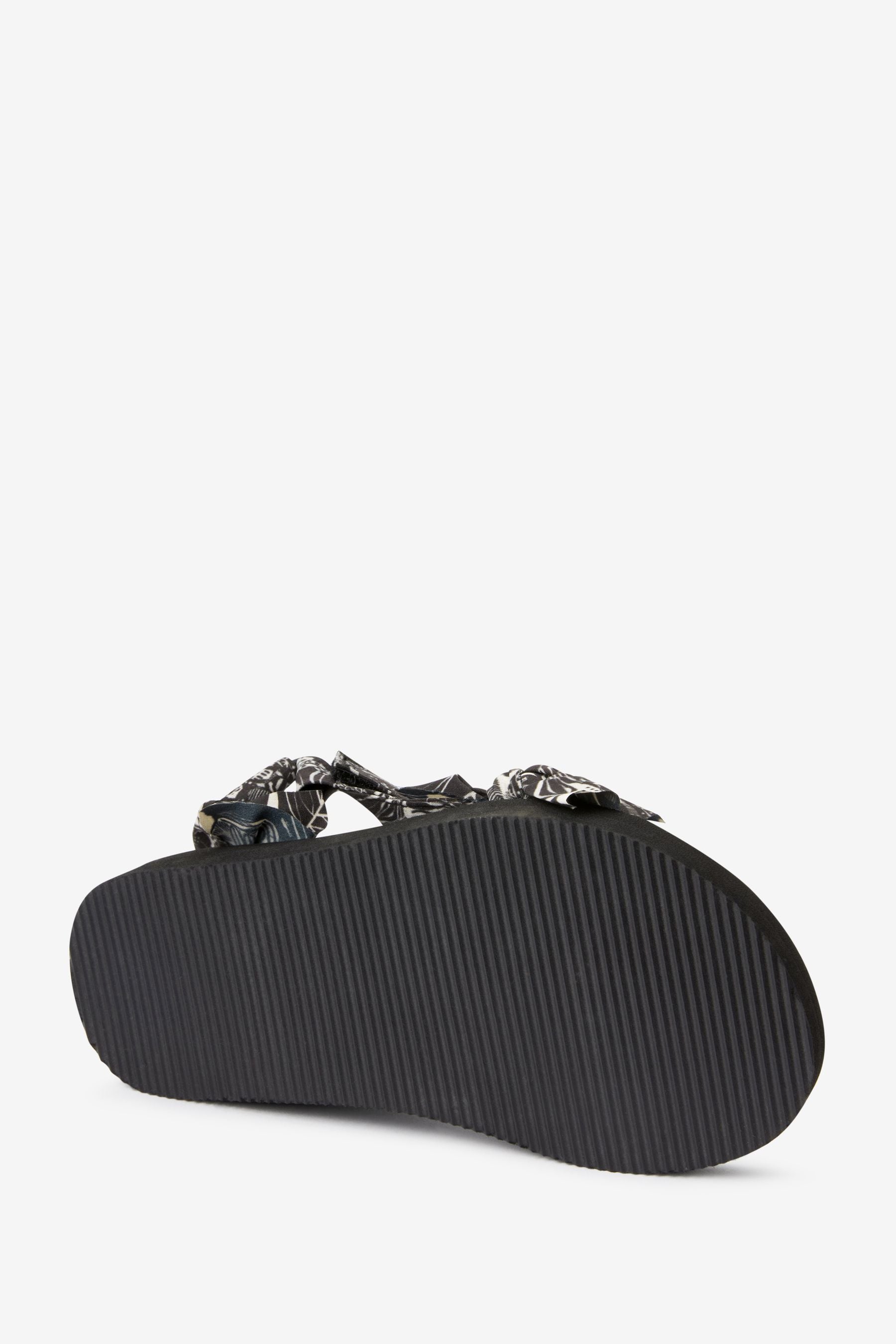 Black Printed Tie Trekker Sandals