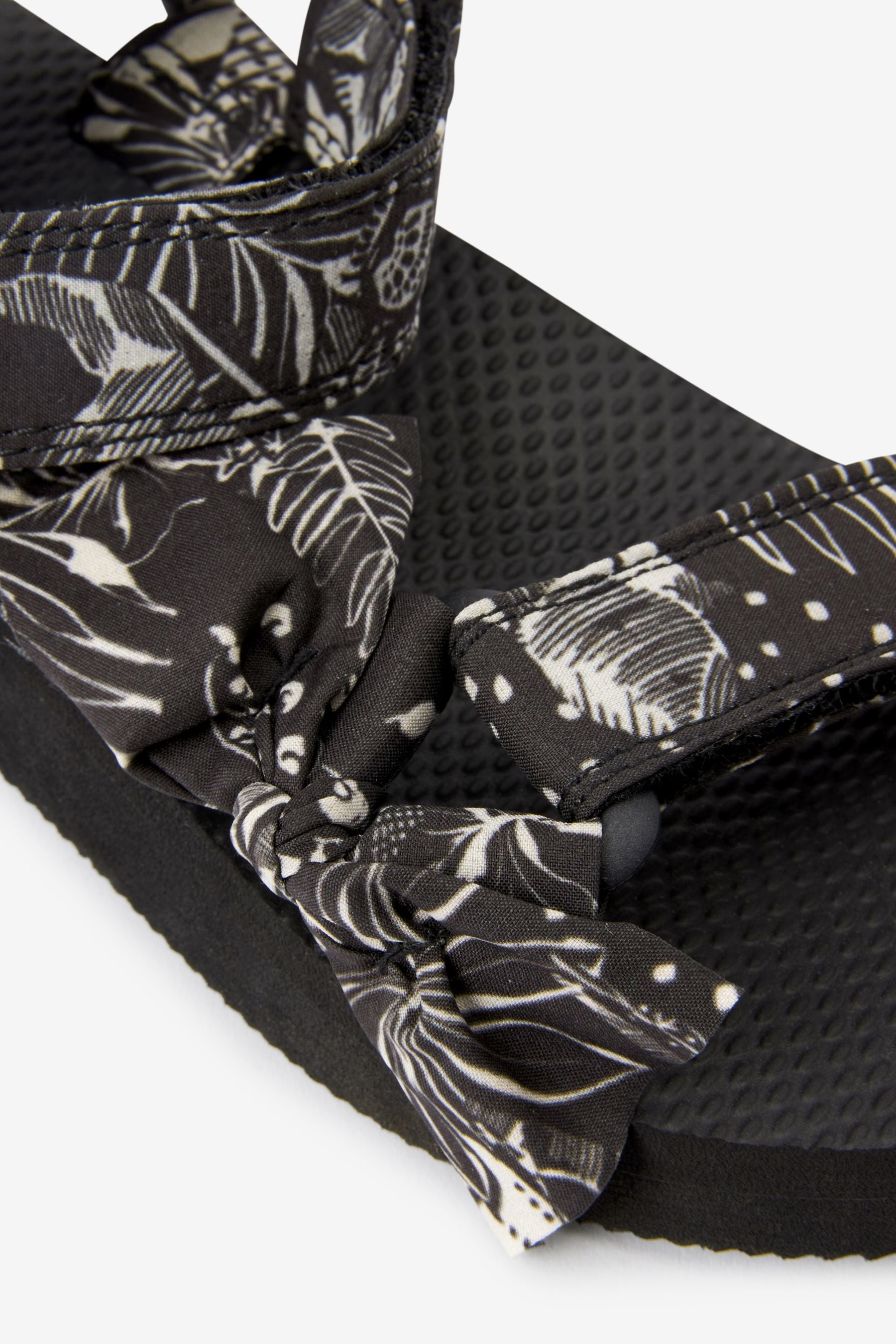 Black Printed Tie Trekker Sandals