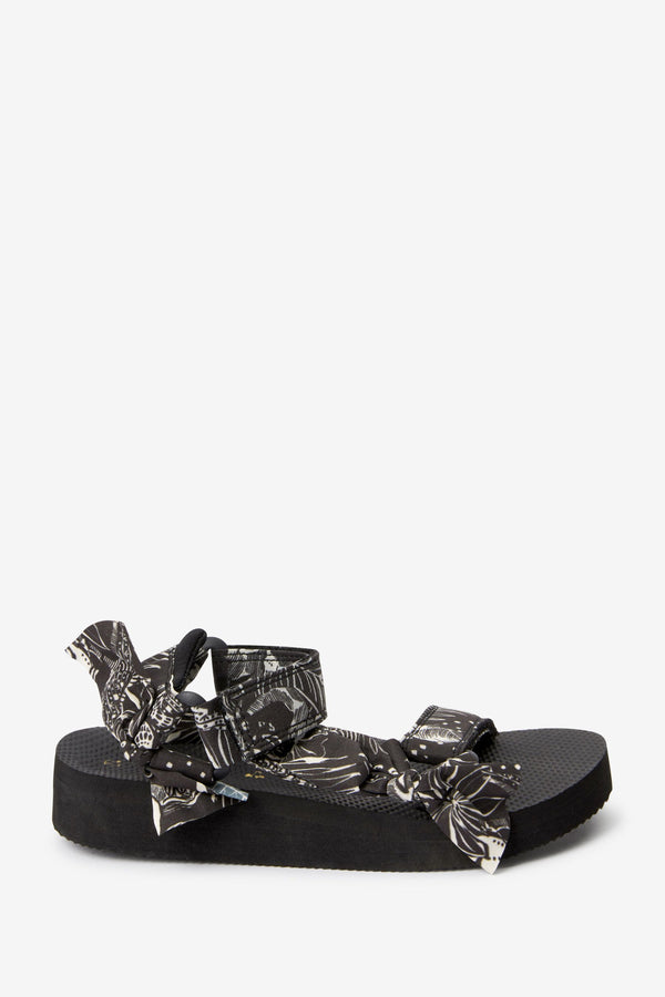 Black Printed Tie Trekker Sandals