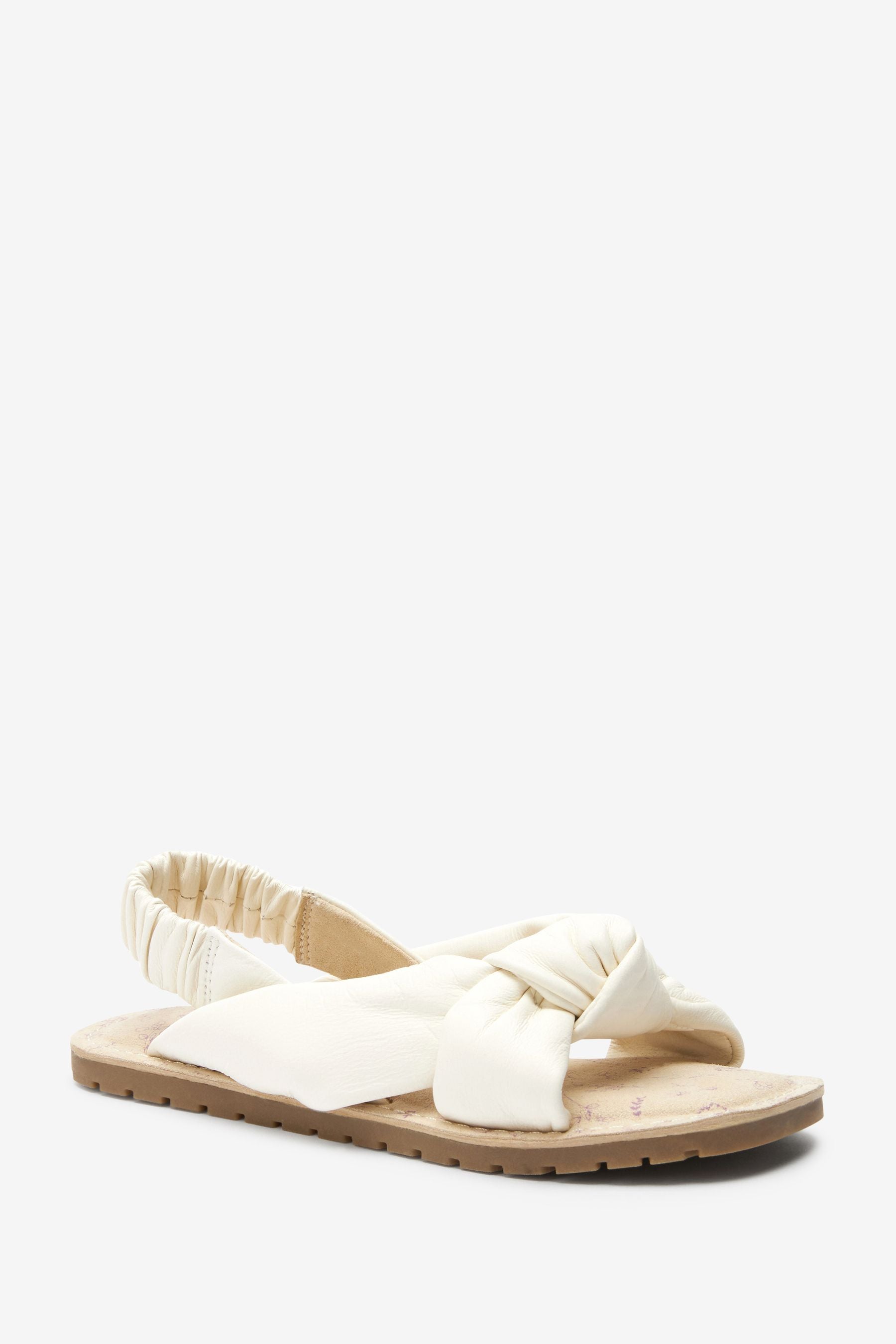 White Leather Premium Knotted Sandals