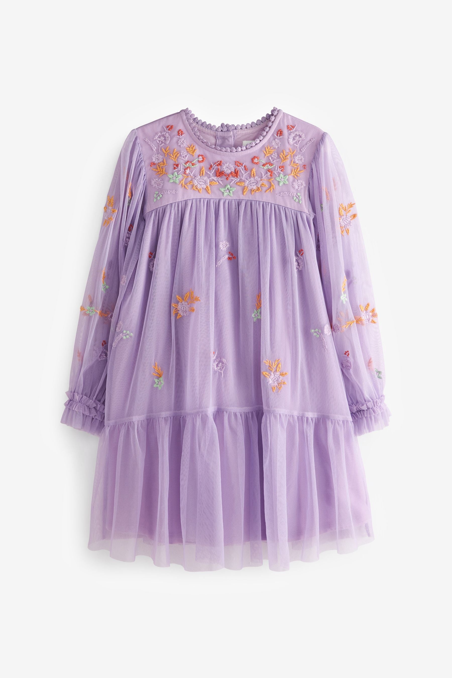 Lilac Purple Embroidered Occasion Dress (3-16yrs)