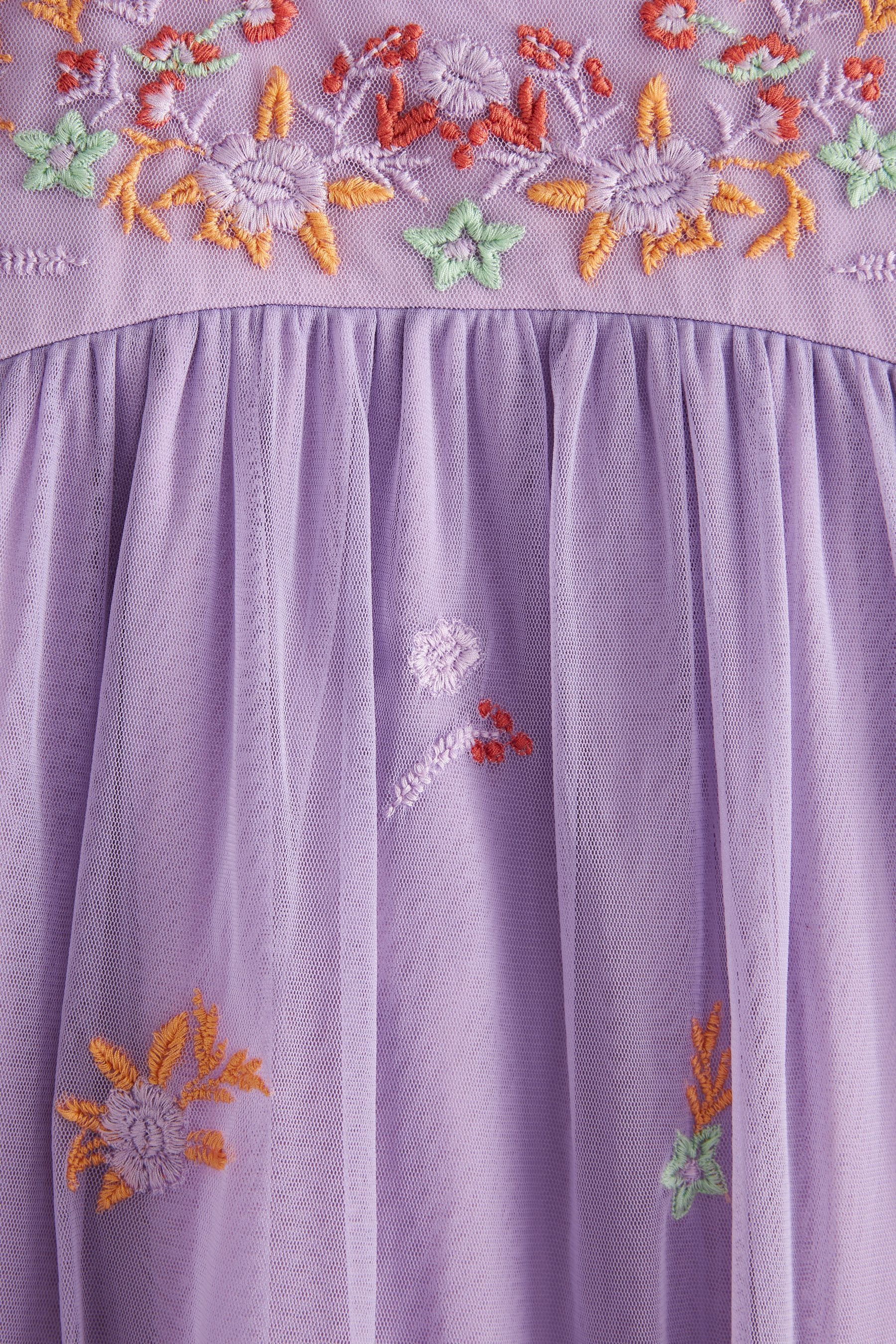 Lilac Purple Embroidered Occasion Dress (3-16yrs)