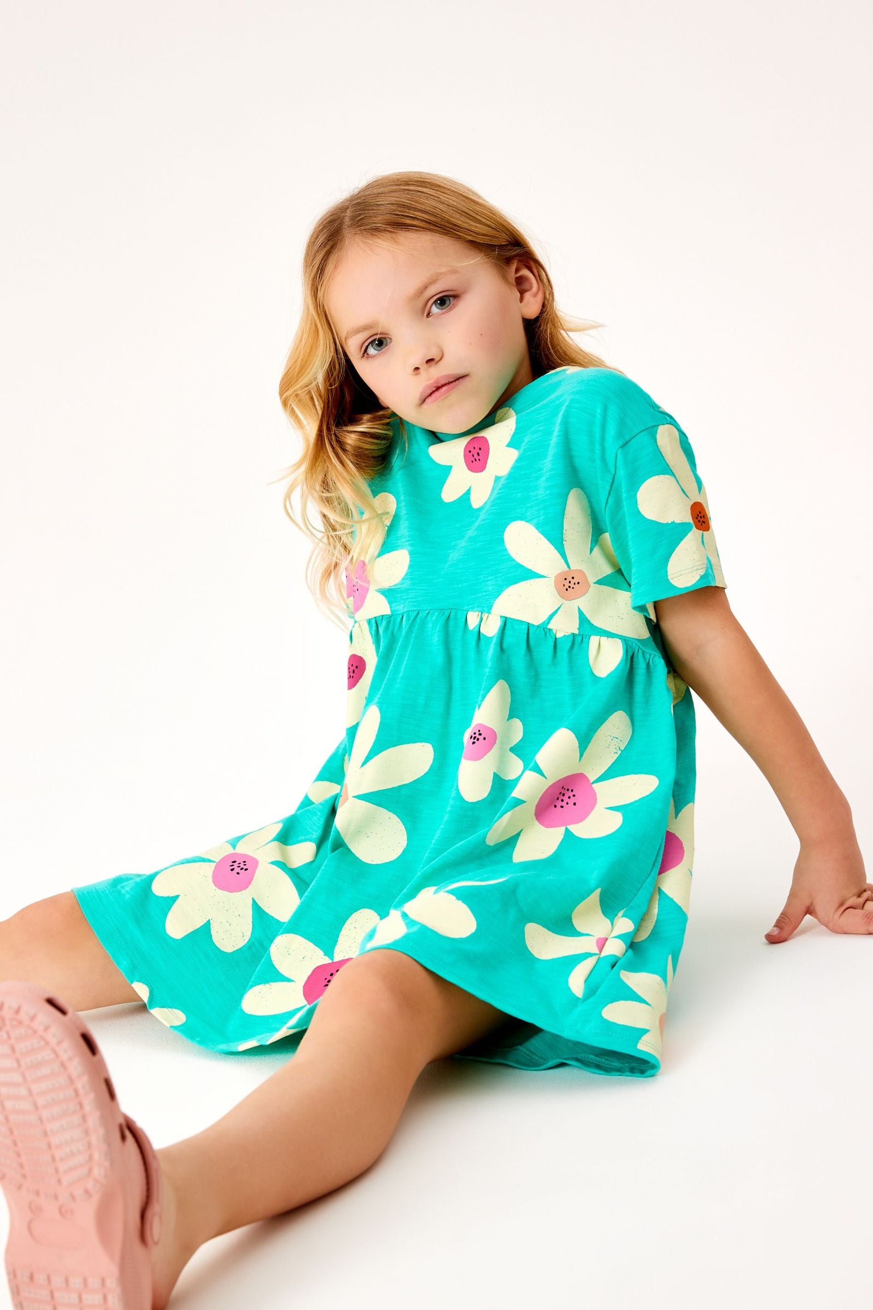 Green Floral Dress (3-16yrs)