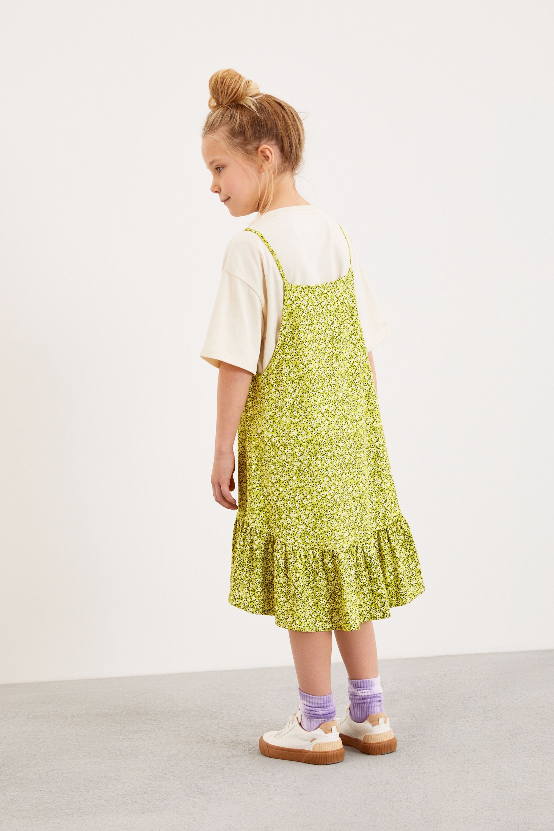 Green Floral 2 Pack T-Shirt And Dress (3-16yrs)