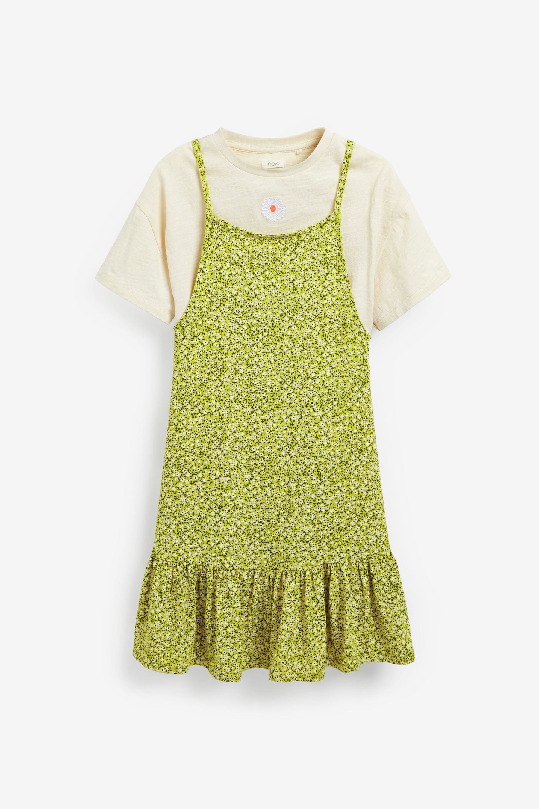 Green Floral 2 Pack T-Shirt And Dress (3-16yrs)