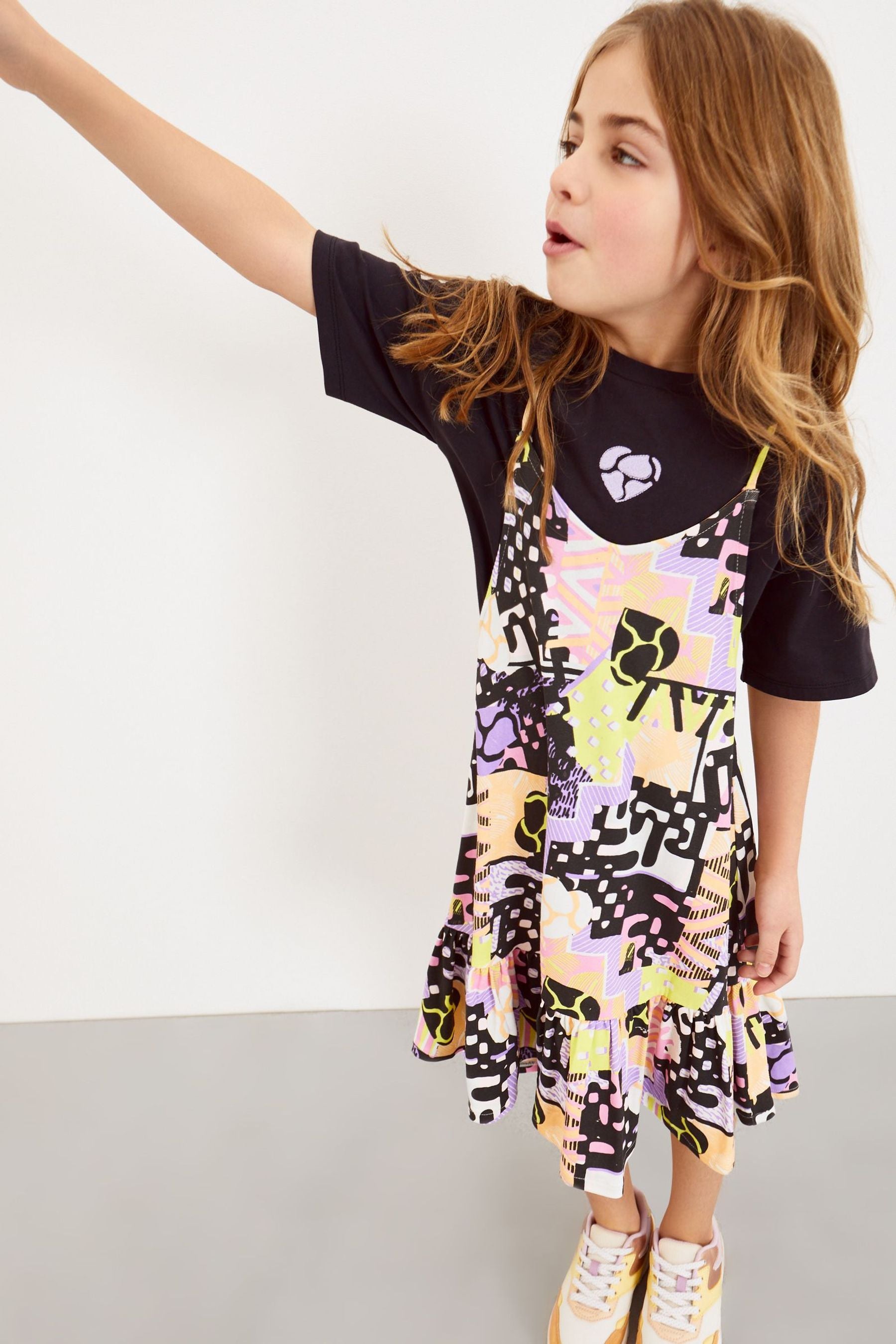 Black Multi Print 2 Pack T-Shirt And Dress (3-16yrs)