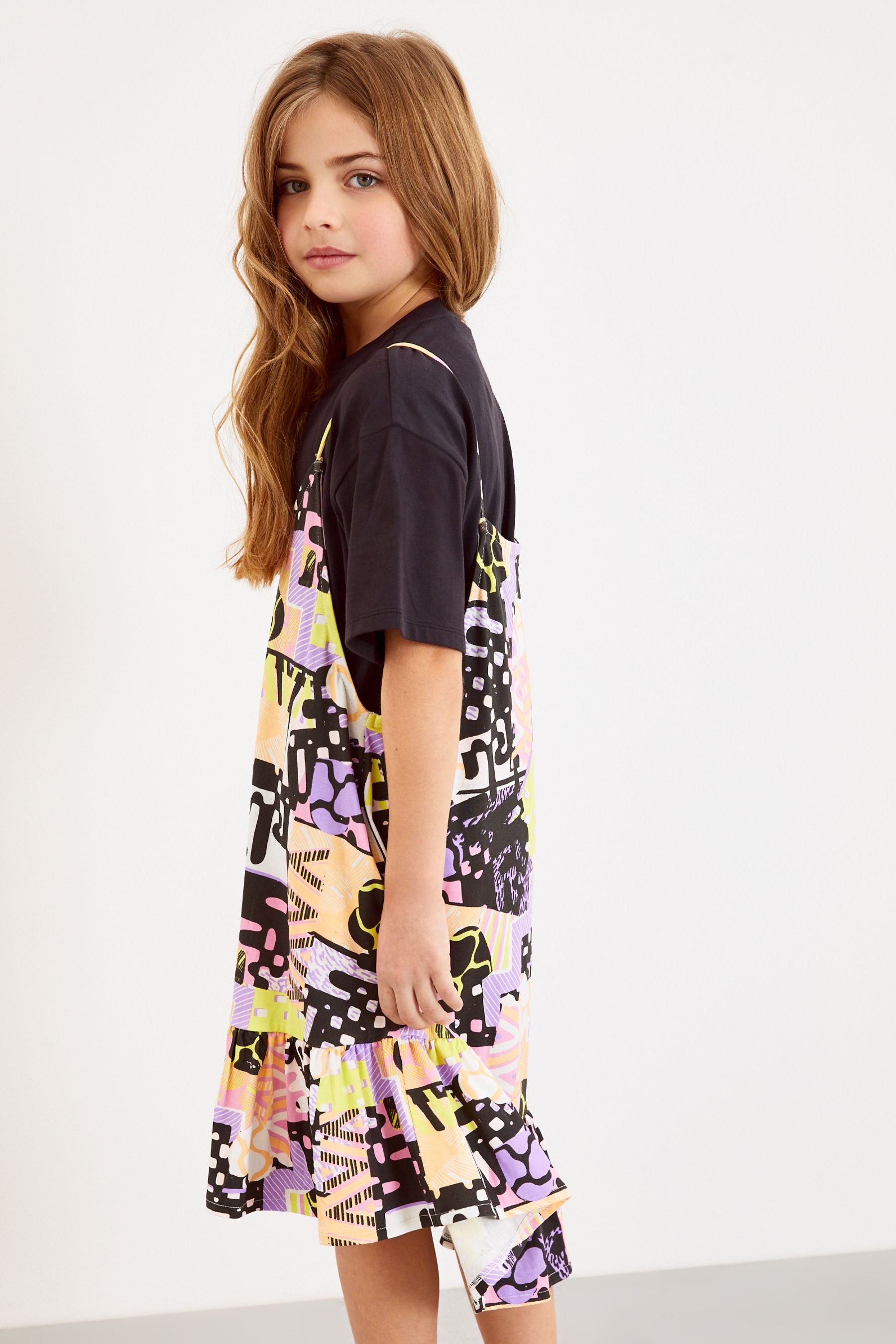 Black Multi Print 2 Pack T-Shirt And Dress (3-16yrs)