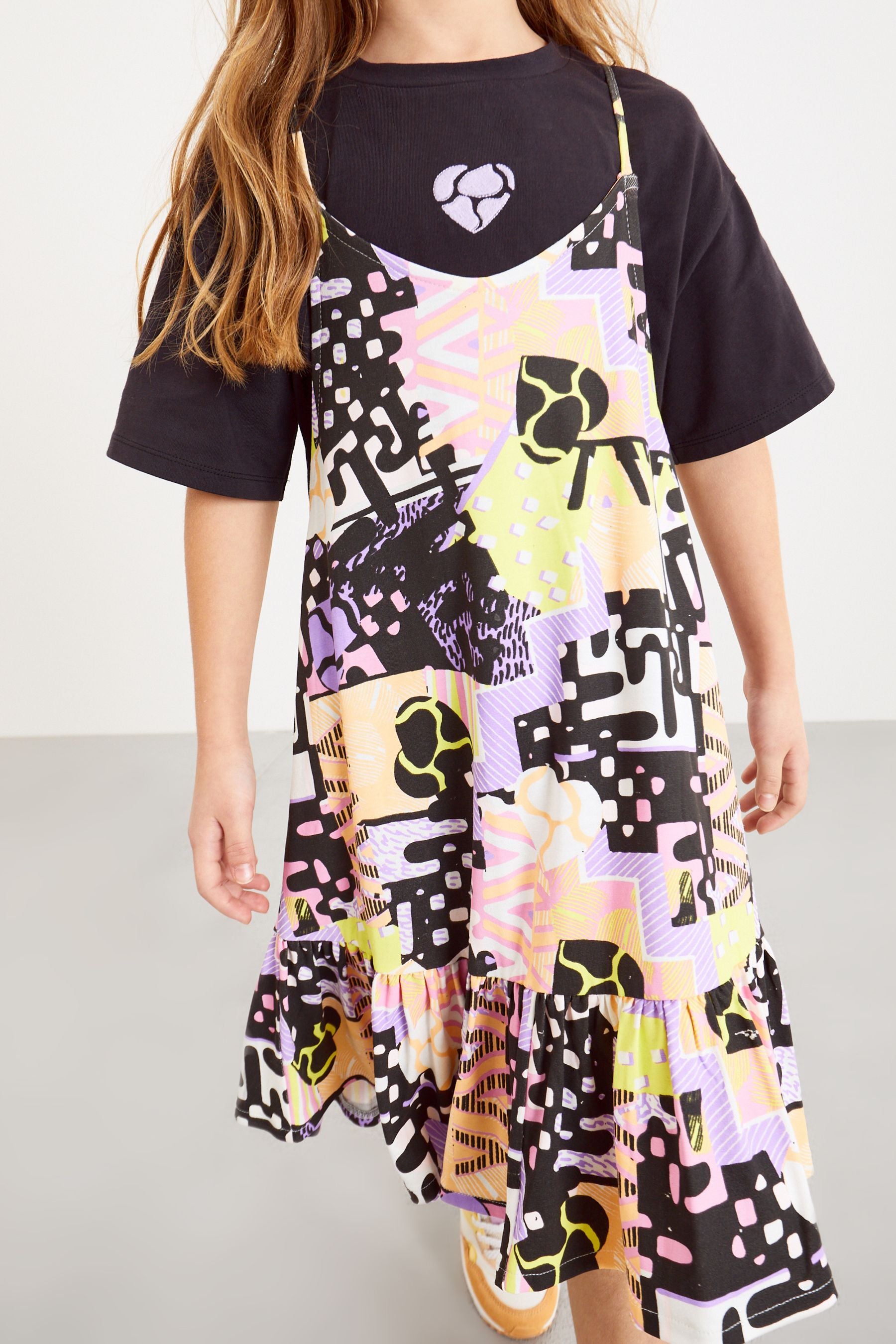 Black Multi Print 2 Pack T-Shirt And Dress (3-16yrs)