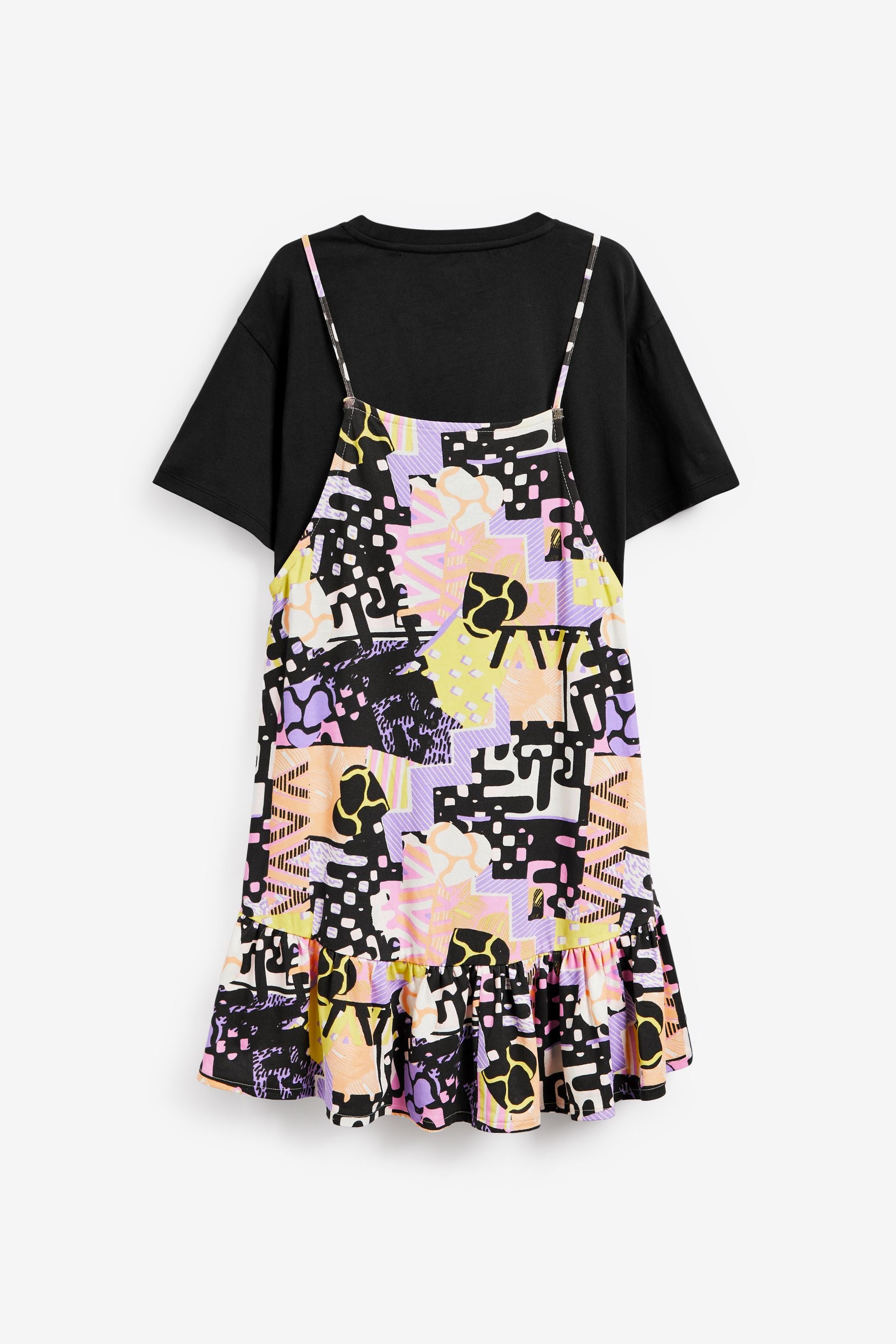 Black Multi Print 2 Pack T-Shirt And Dress (3-16yrs)