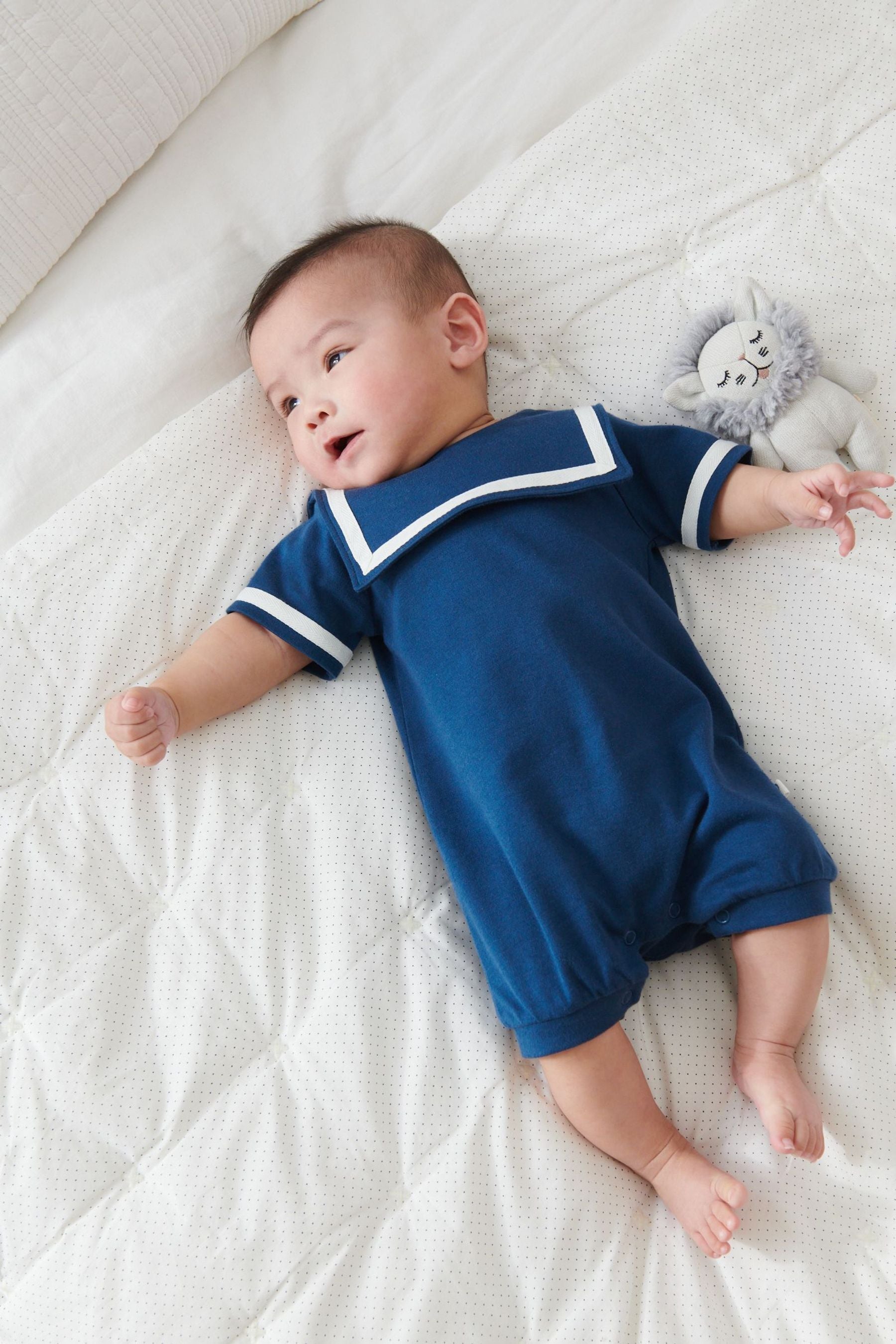 Navy Blue Sailor Single Romper (0mths-3yrs)