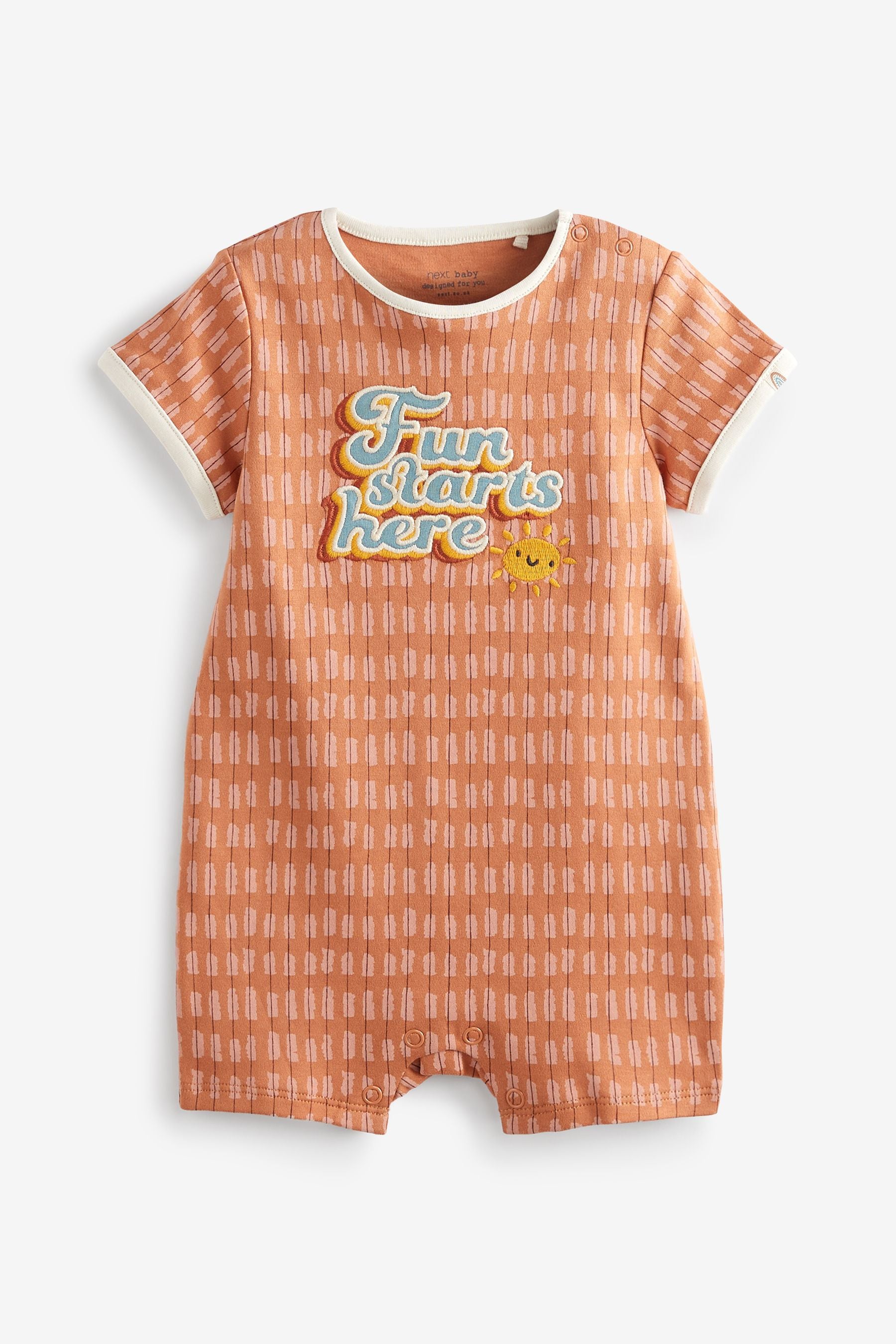 Rust Brown Retro Baby Baby 3 Pack Rompers (0mths-3yrs)