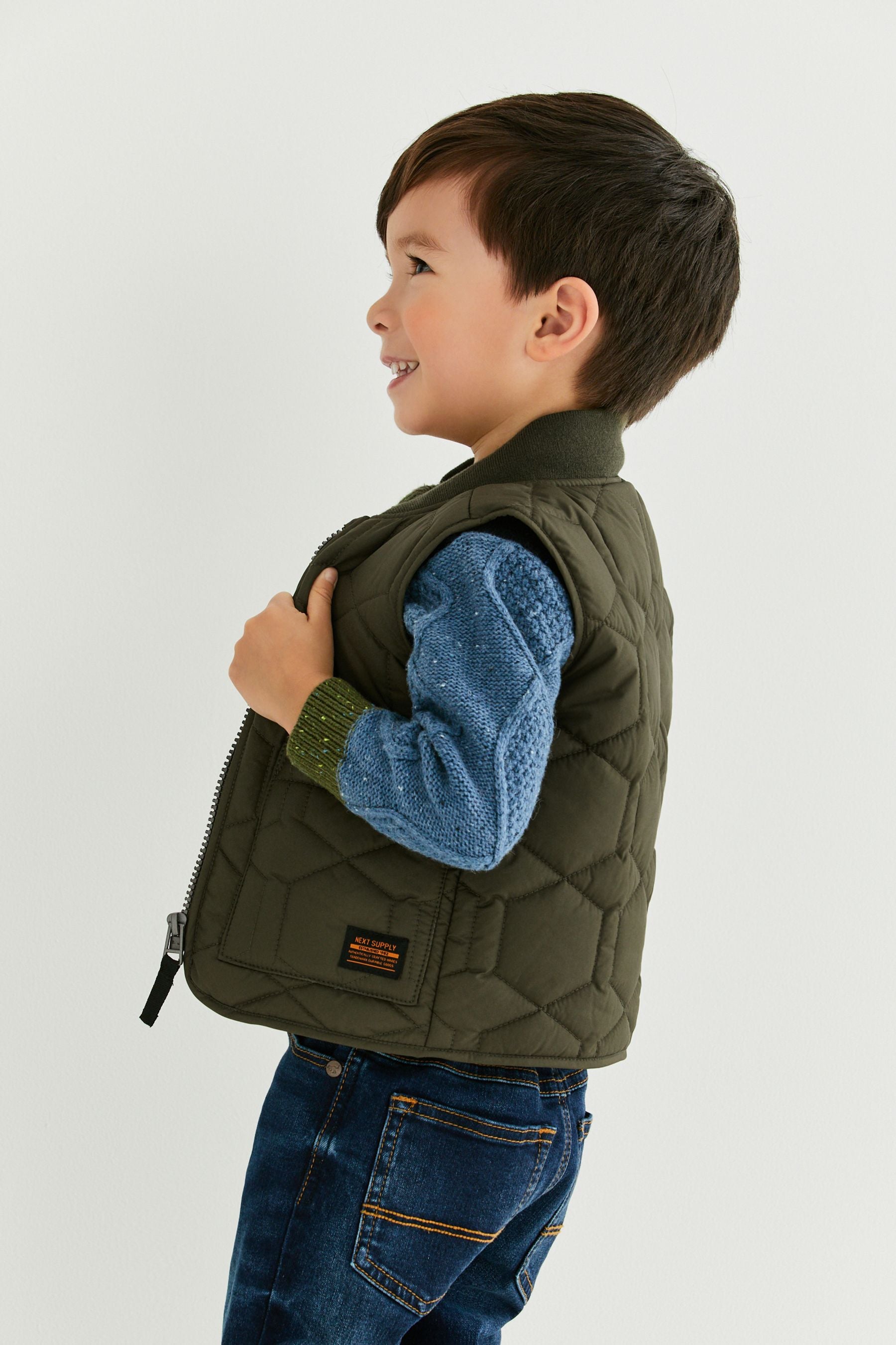 Khaki Green Quilted Gilet (3mths-7yrs)