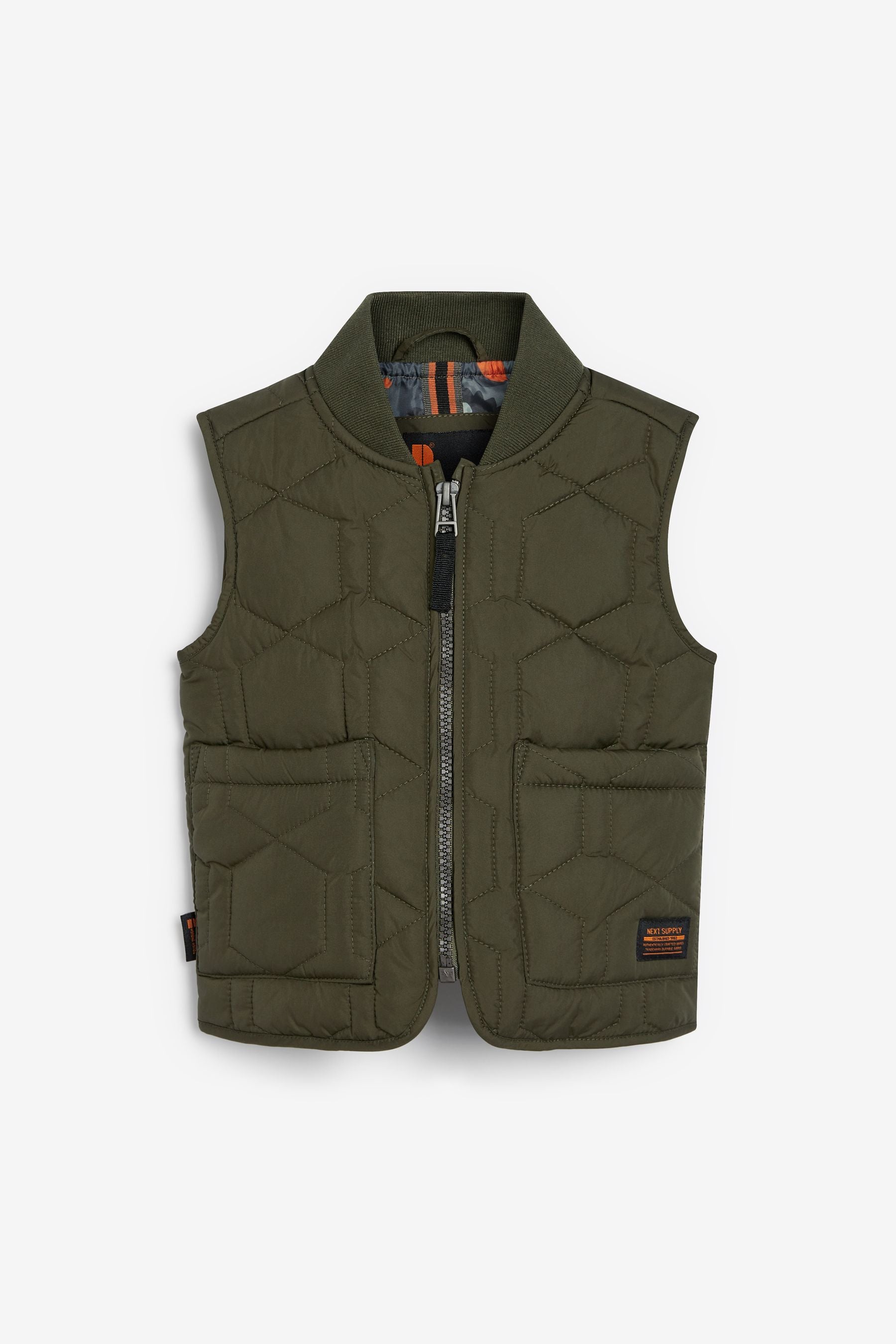 Khaki Green Quilted Gilet (3mths-7yrs)