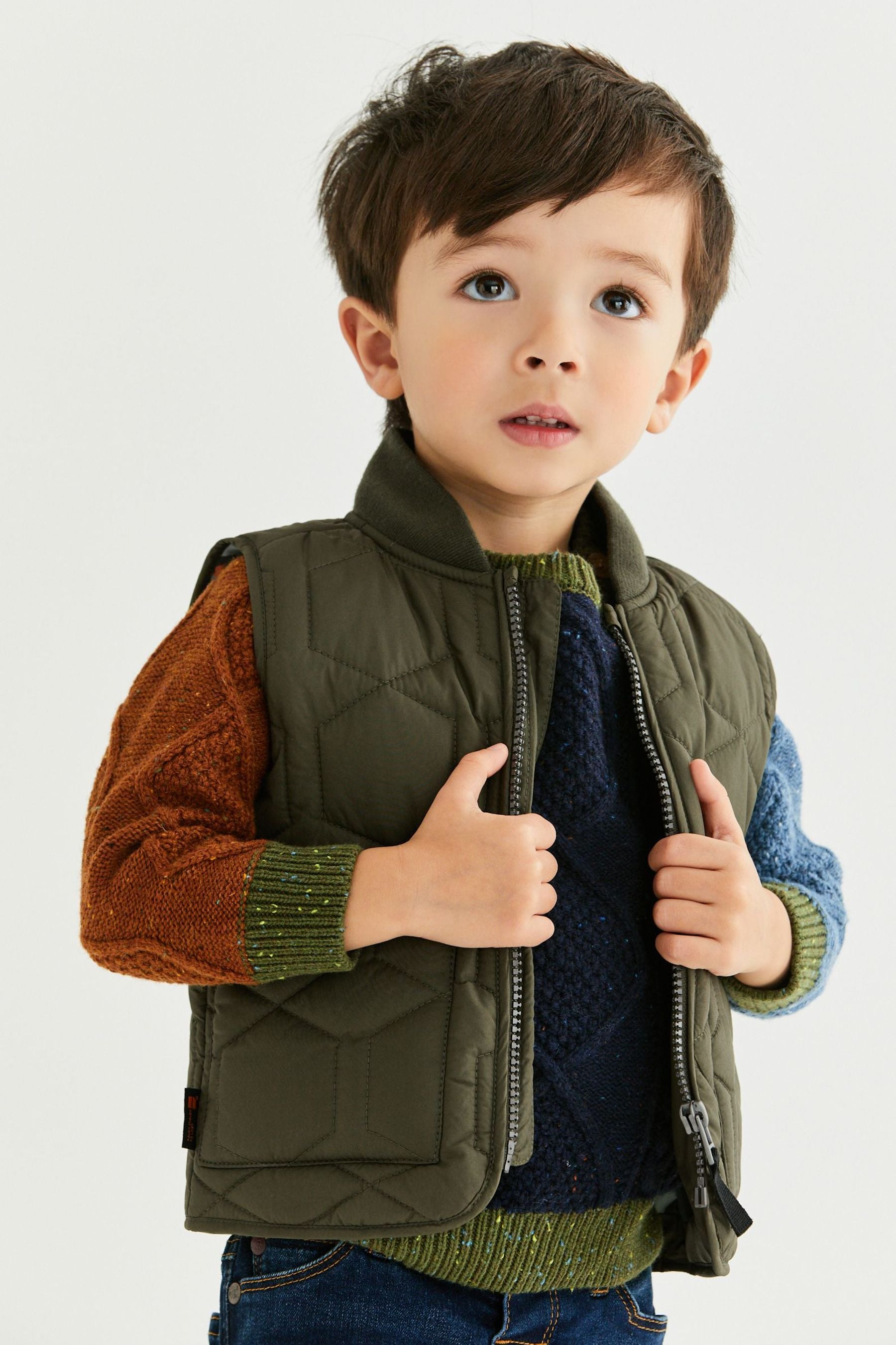 Khaki Green Quilted Gilet (3mths-7yrs)