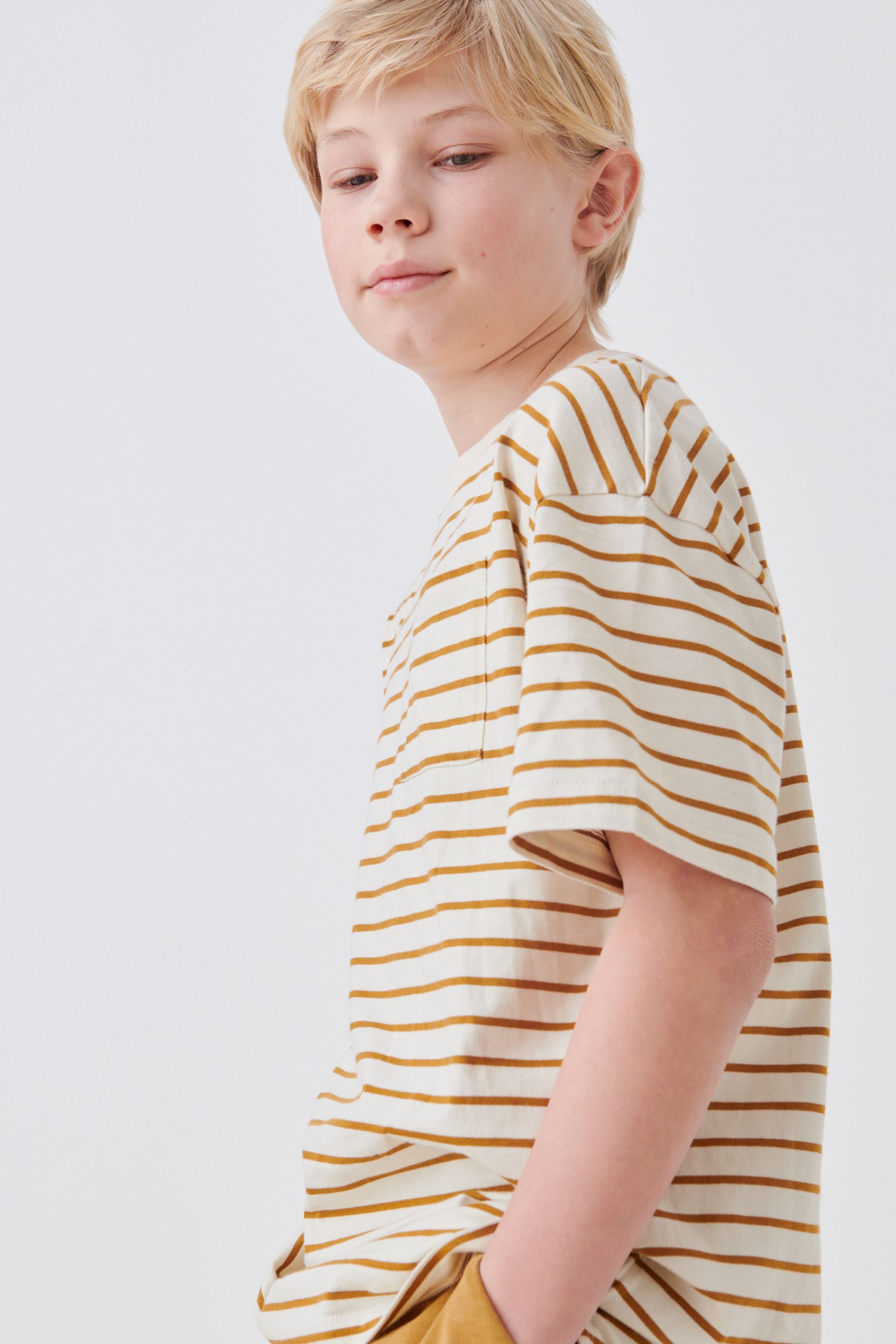 Neutral Brown Stripe T-Shirt and Short Set (3-12yrs)