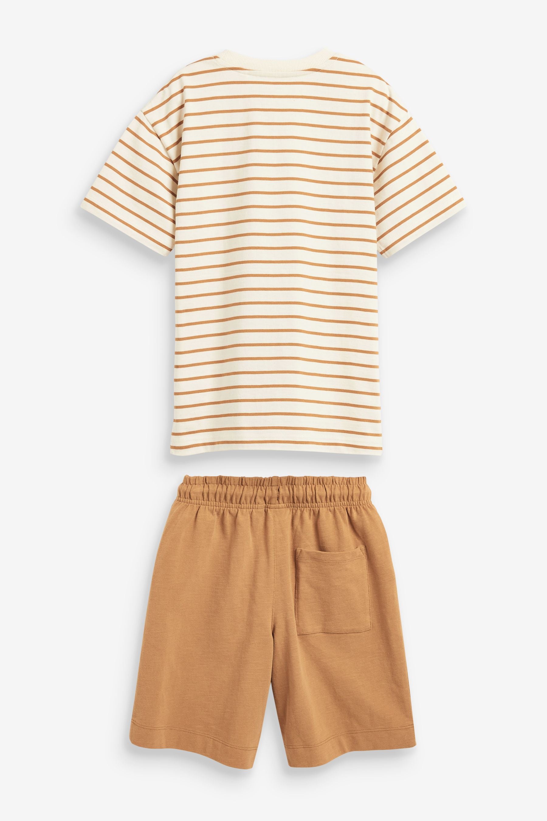 Neutral Brown Stripe T-Shirt and Short Set (3-12yrs)