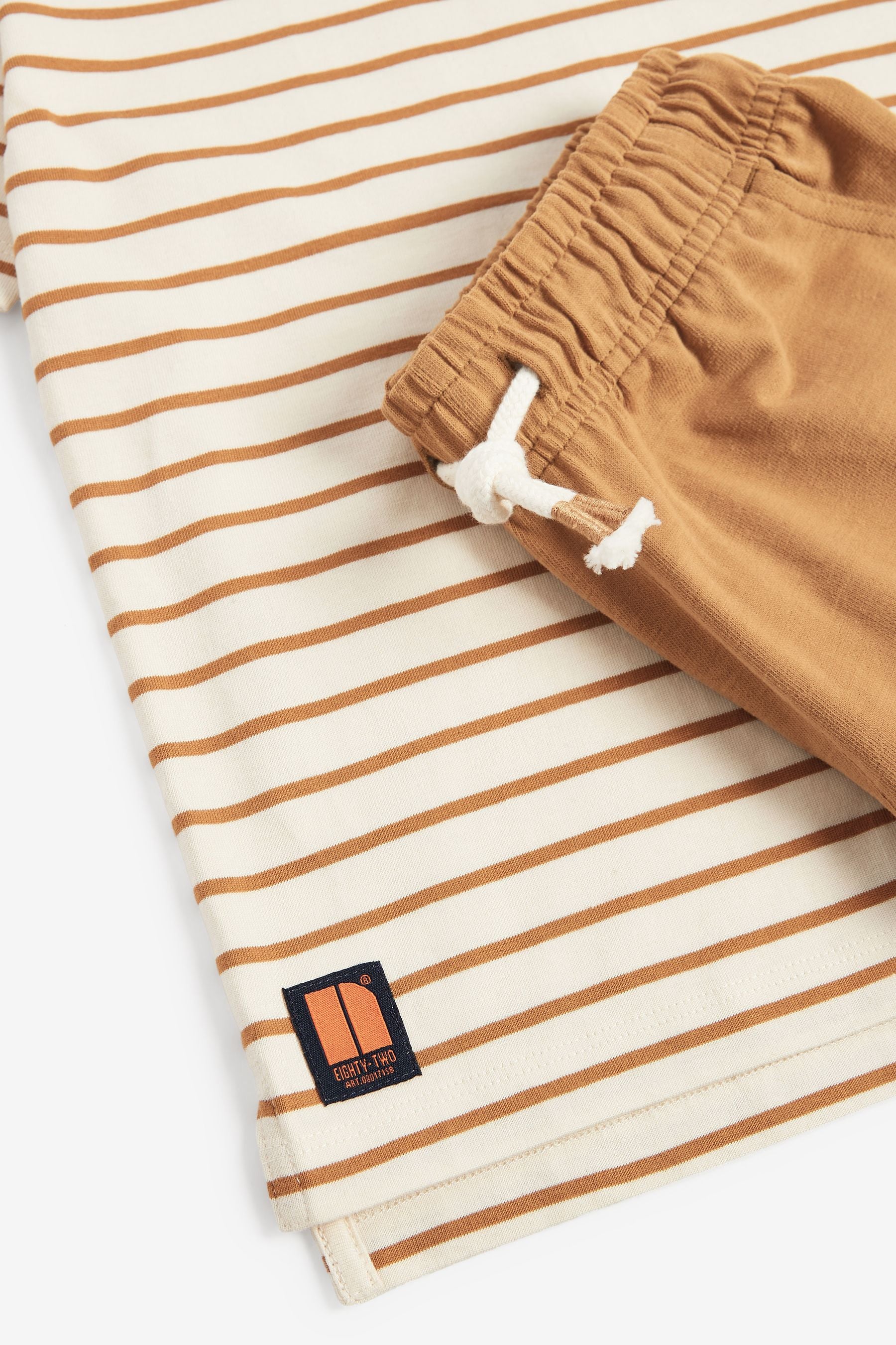 Neutral Brown Stripe T-Shirt and Short Set (3-12yrs)