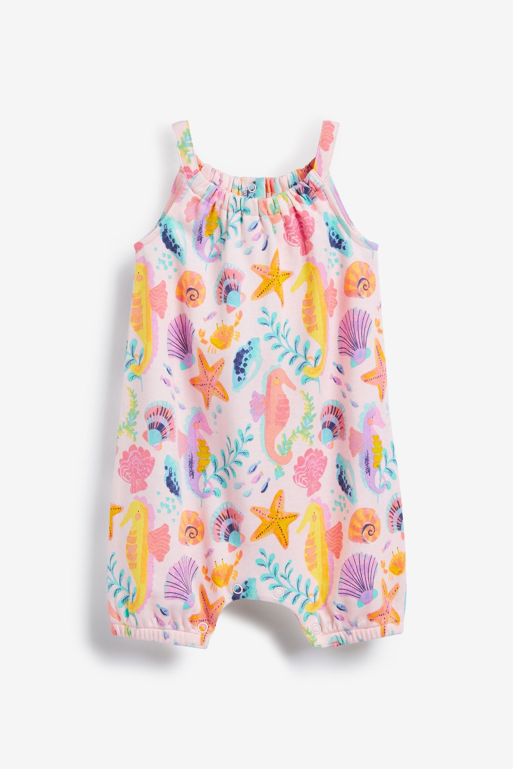 White/Pink Sealife Print Single Romper (0mths-3yrs)