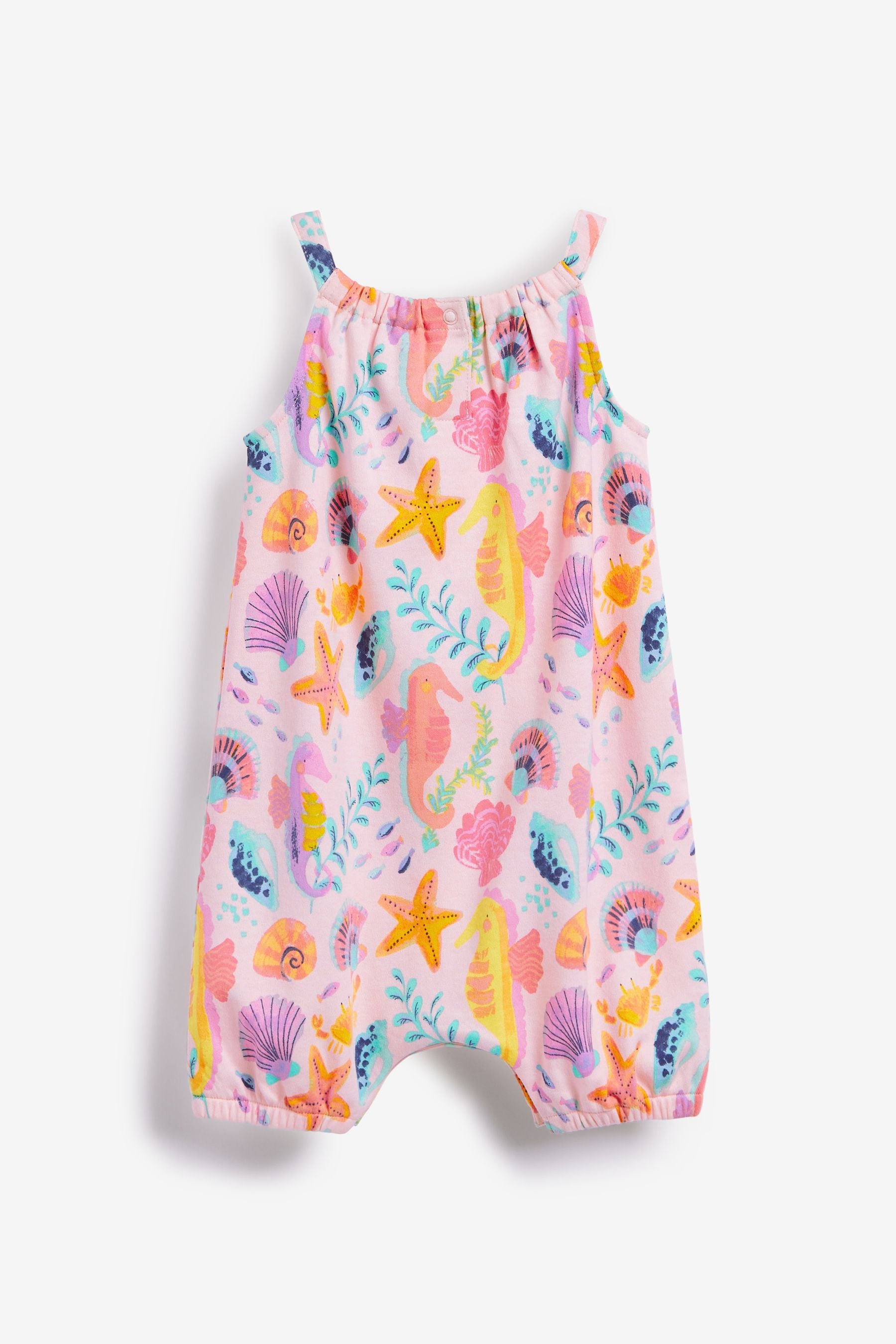 White/Pink Sealife Print Single Romper (0mths-3yrs)