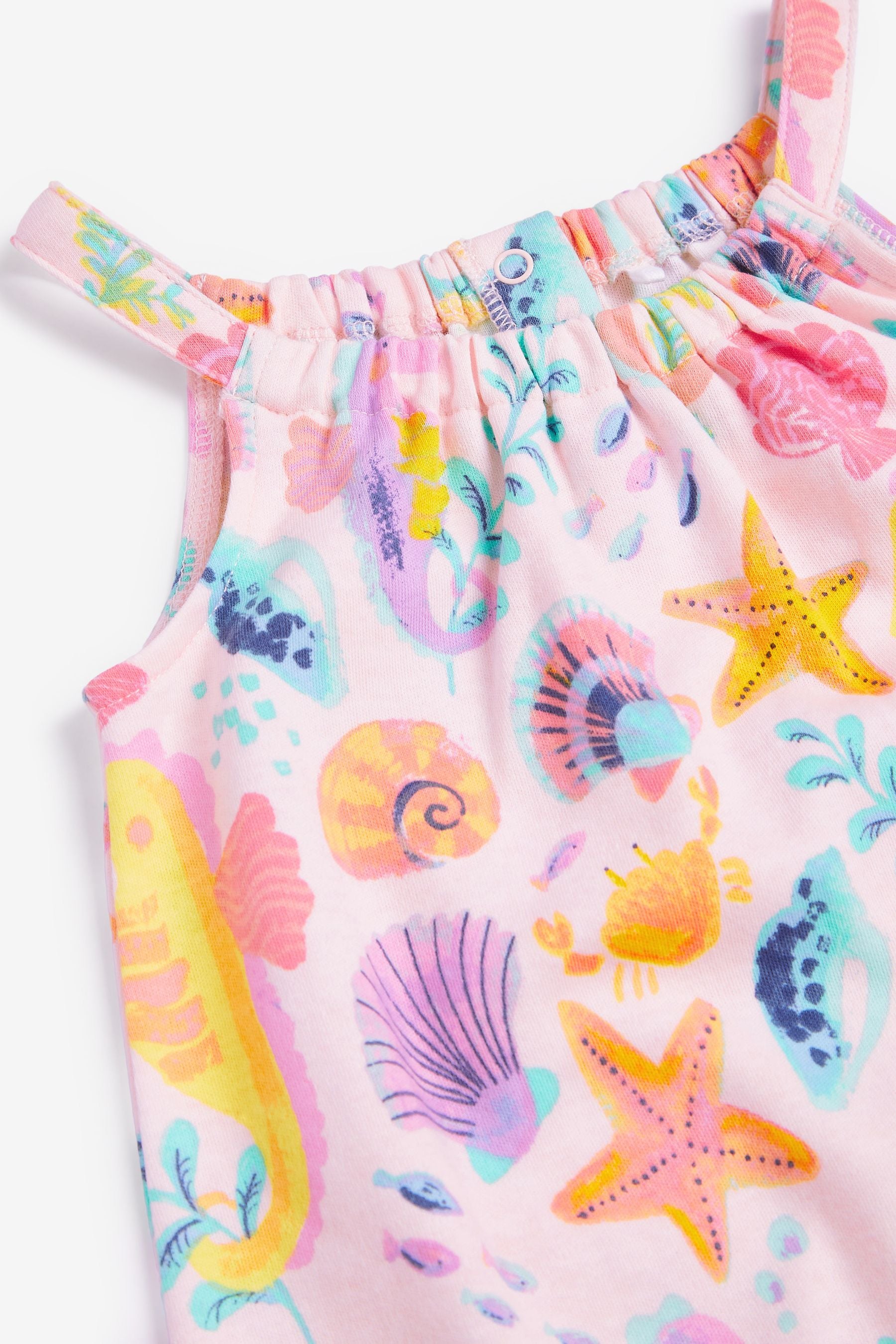 White/Pink Sealife Print Single Romper (0mths-3yrs)