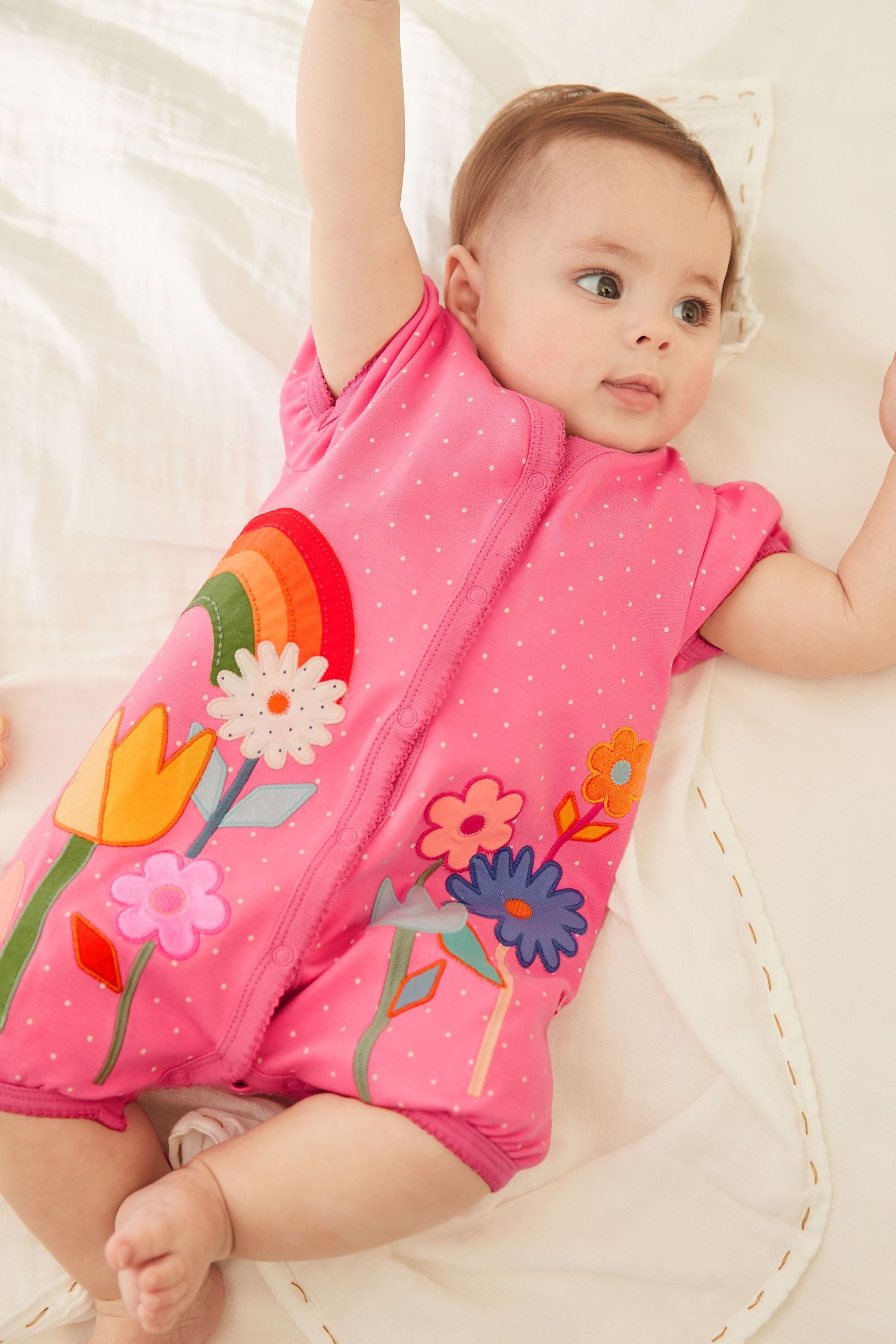 Bright Pink Floral 2 Pack Rompers (0mths-3yrs)